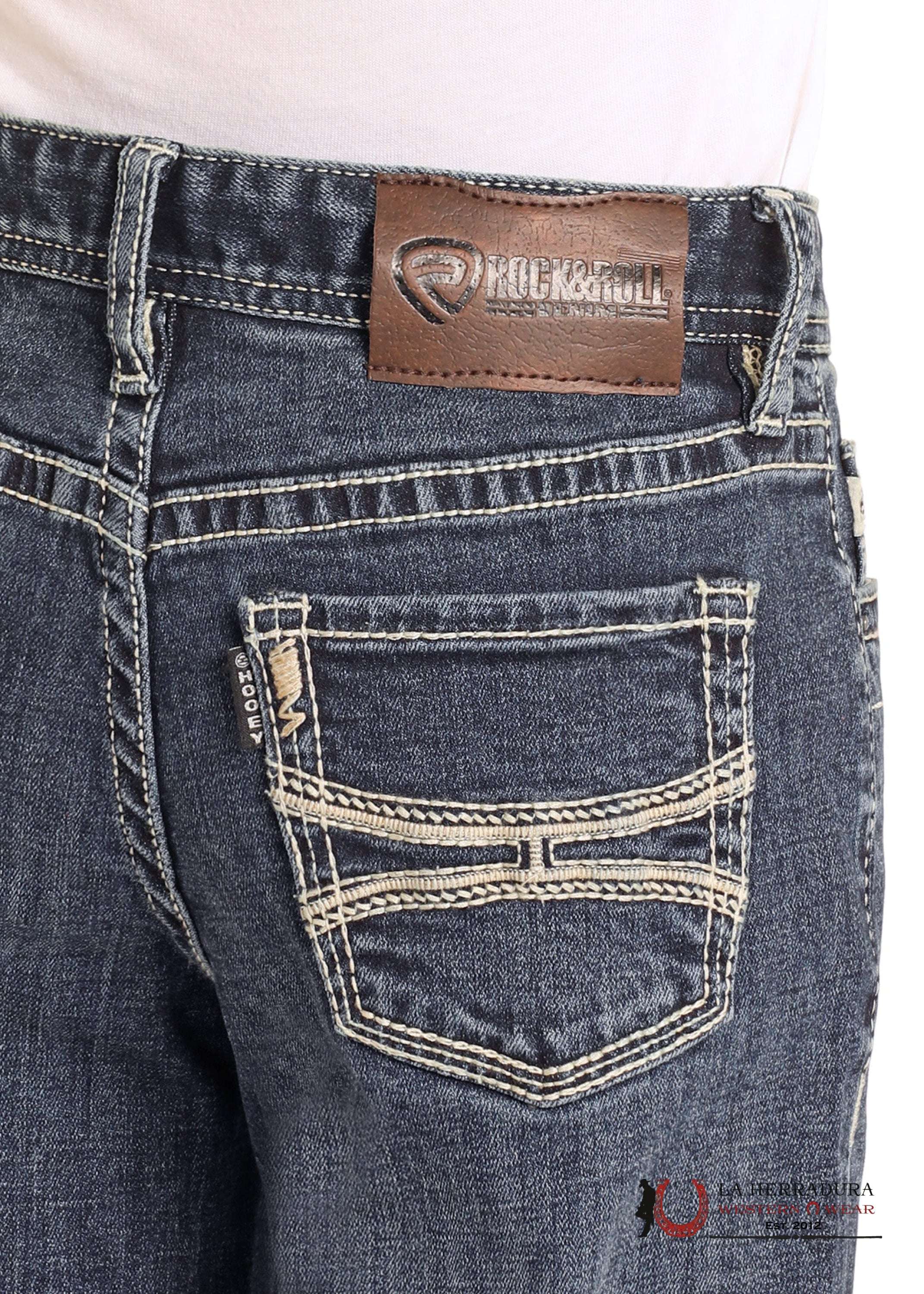 ROCK&ROLL JEANS BOYS MEDIUM WASH HY ROPE STITCH EMB REGULAR FIT/BOOTCUT HB0BD05036 NIÑOS