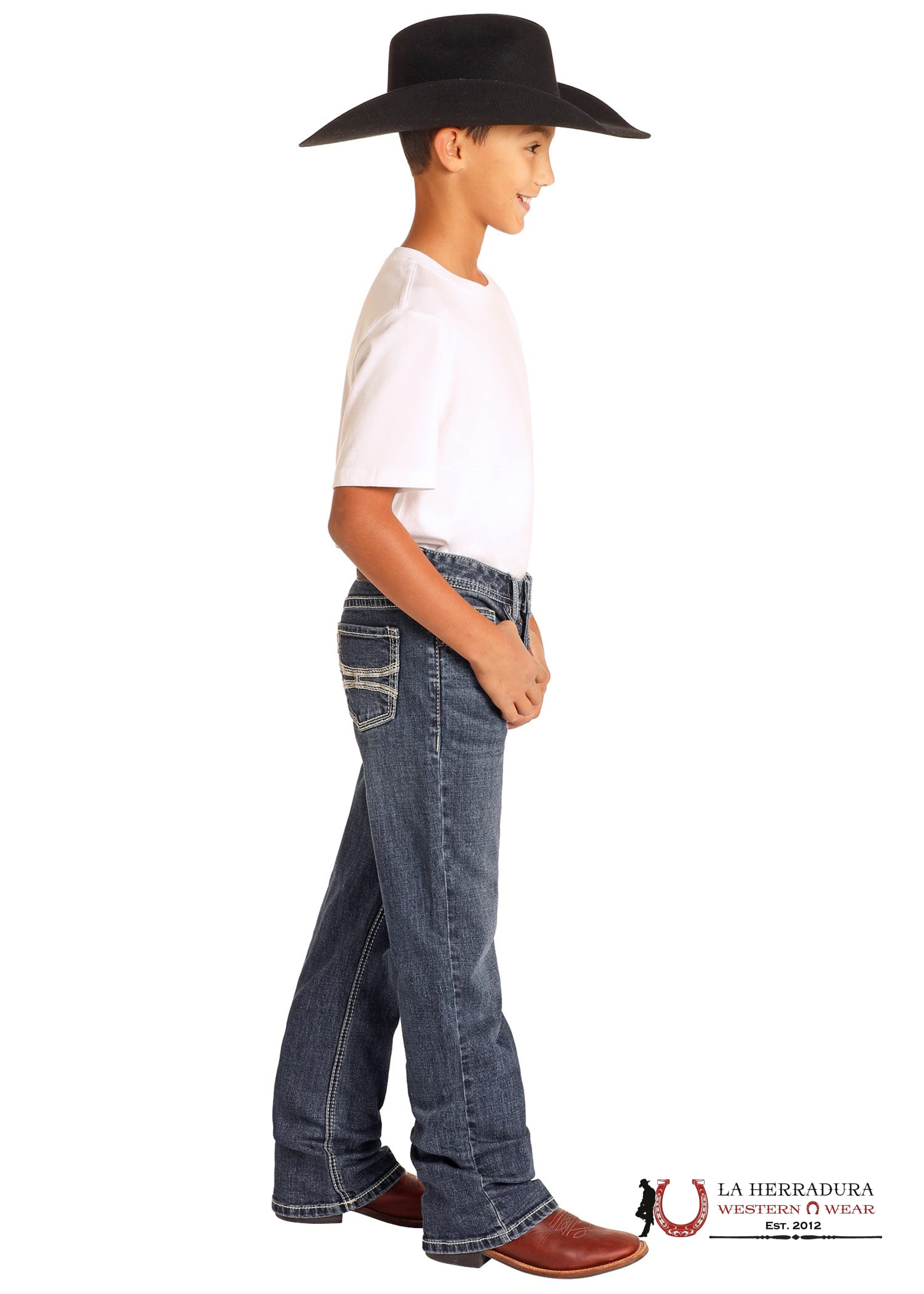 ROCK&ROLL JEANS BOYS MEDIUM WASH HY ROPE STITCH EMB REGULAR FIT/BOOTCUT HB0BD05036 NIÑOS