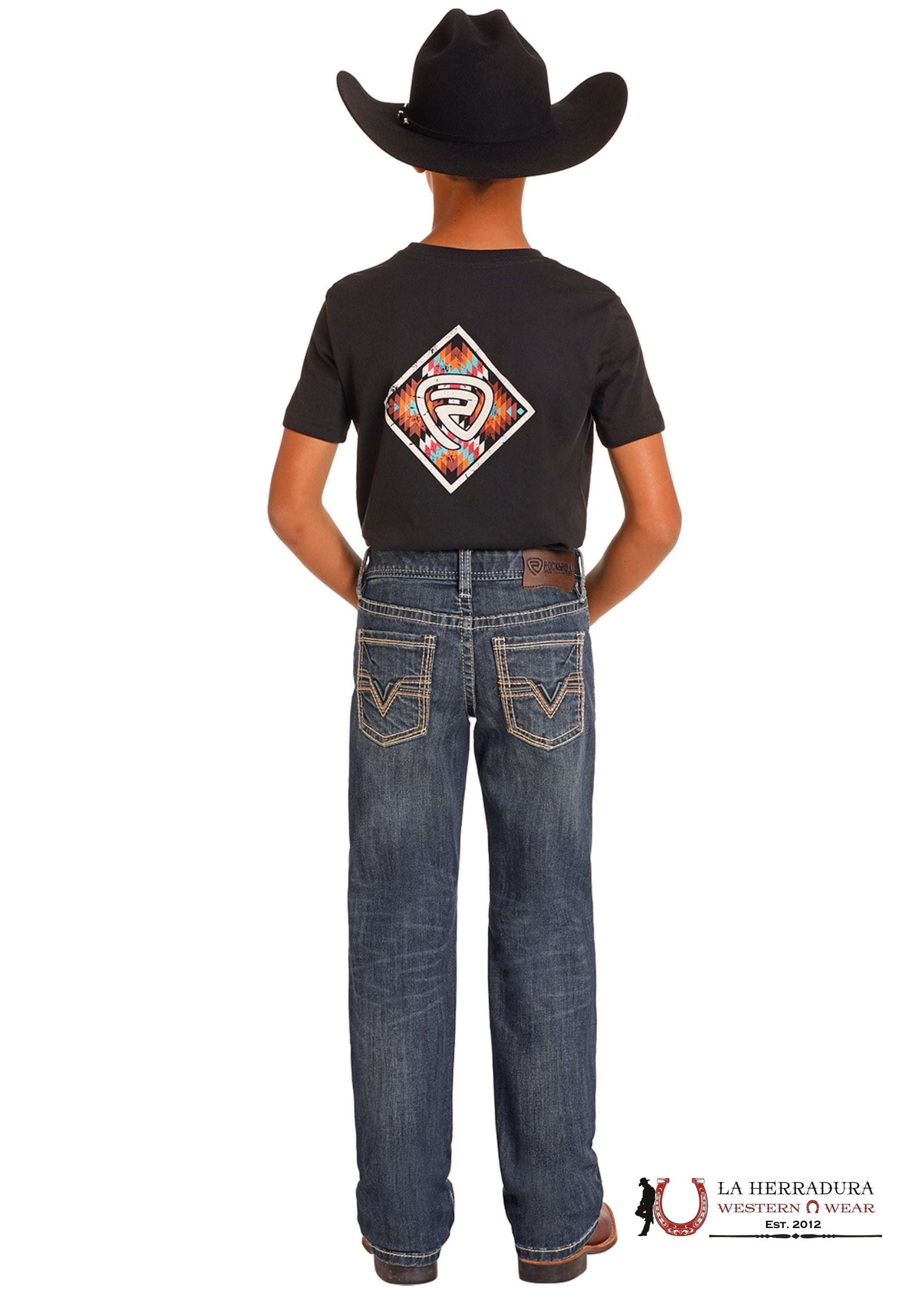 ROCK&ROLL JEANS KIDS BB GUN MEDIUM VINTAGE TWO TONE EMB REGULAR FIT/BOOTCUT BB0BD04813 NIÑOS