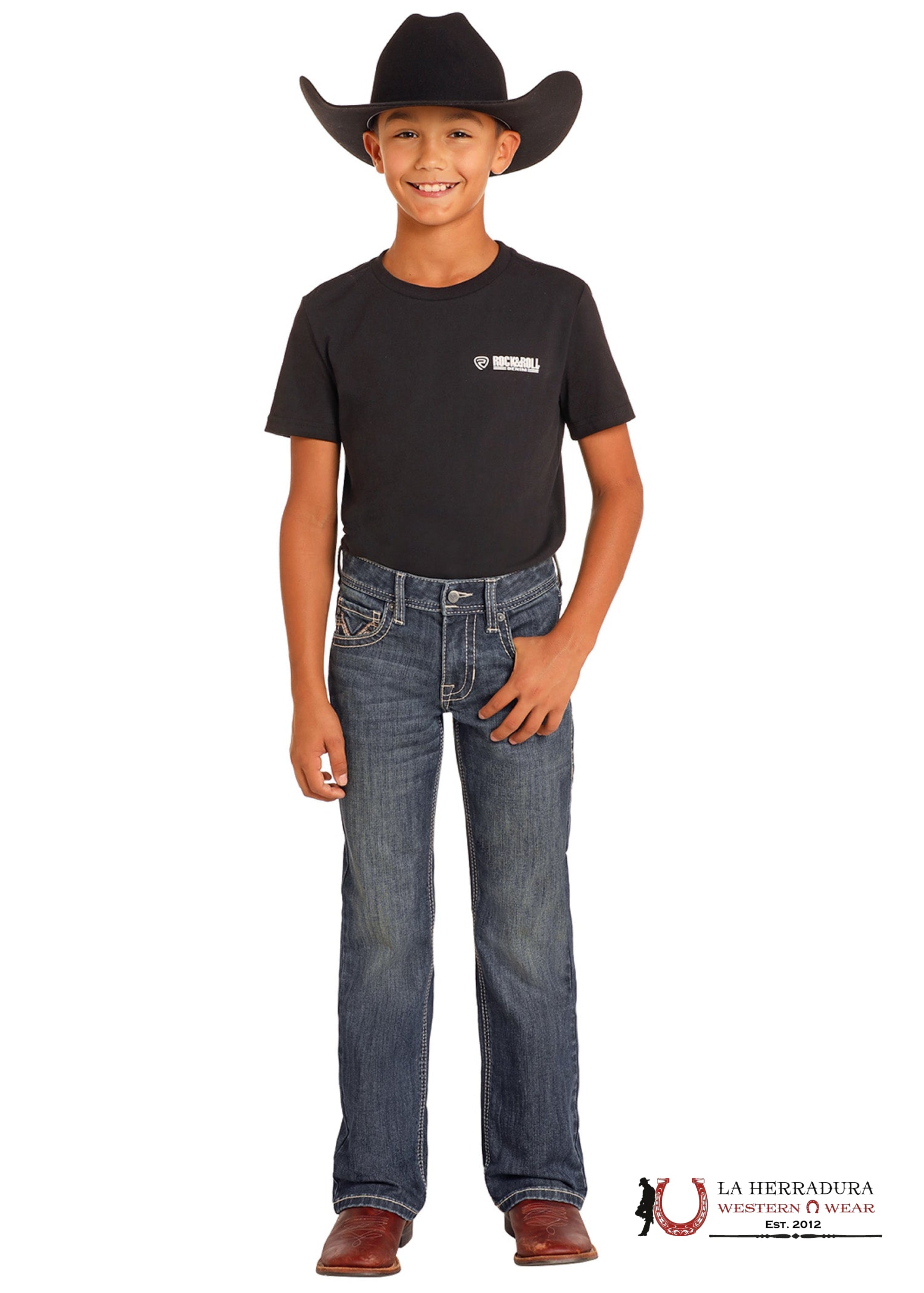 ROCK&ROLL JEANS KIDS BB GUN MEDIUM VINTAGE TWO TONE EMB REGULAR FIT/BOOTCUT BB0BD04813 NIÑOS