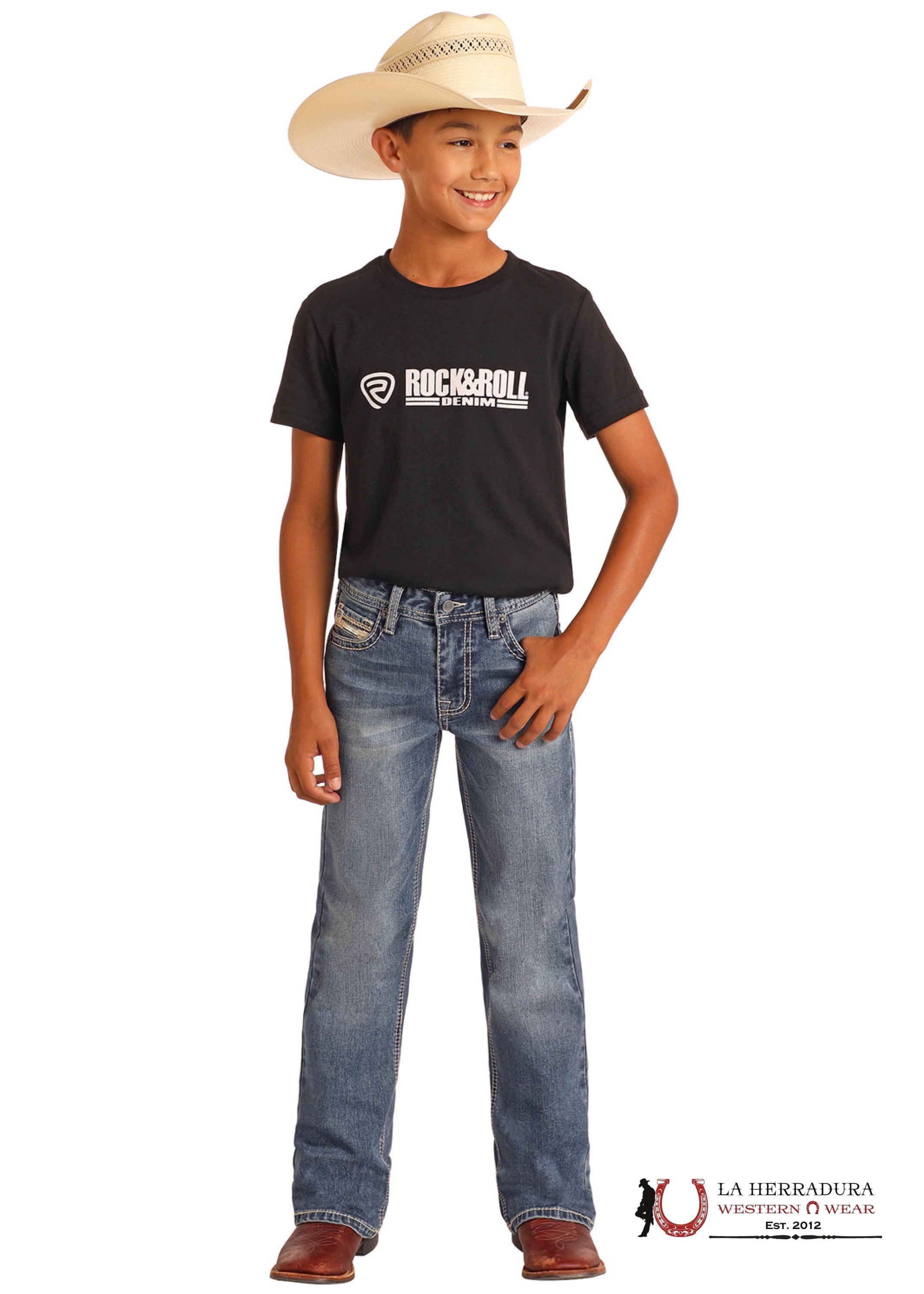ROCK&ROLL JEANS KIDS MEDIUM VINTAGE STRAIGHT EMB BOOTCUT/REGULAR FIT BB0BD06136 NIÑOS