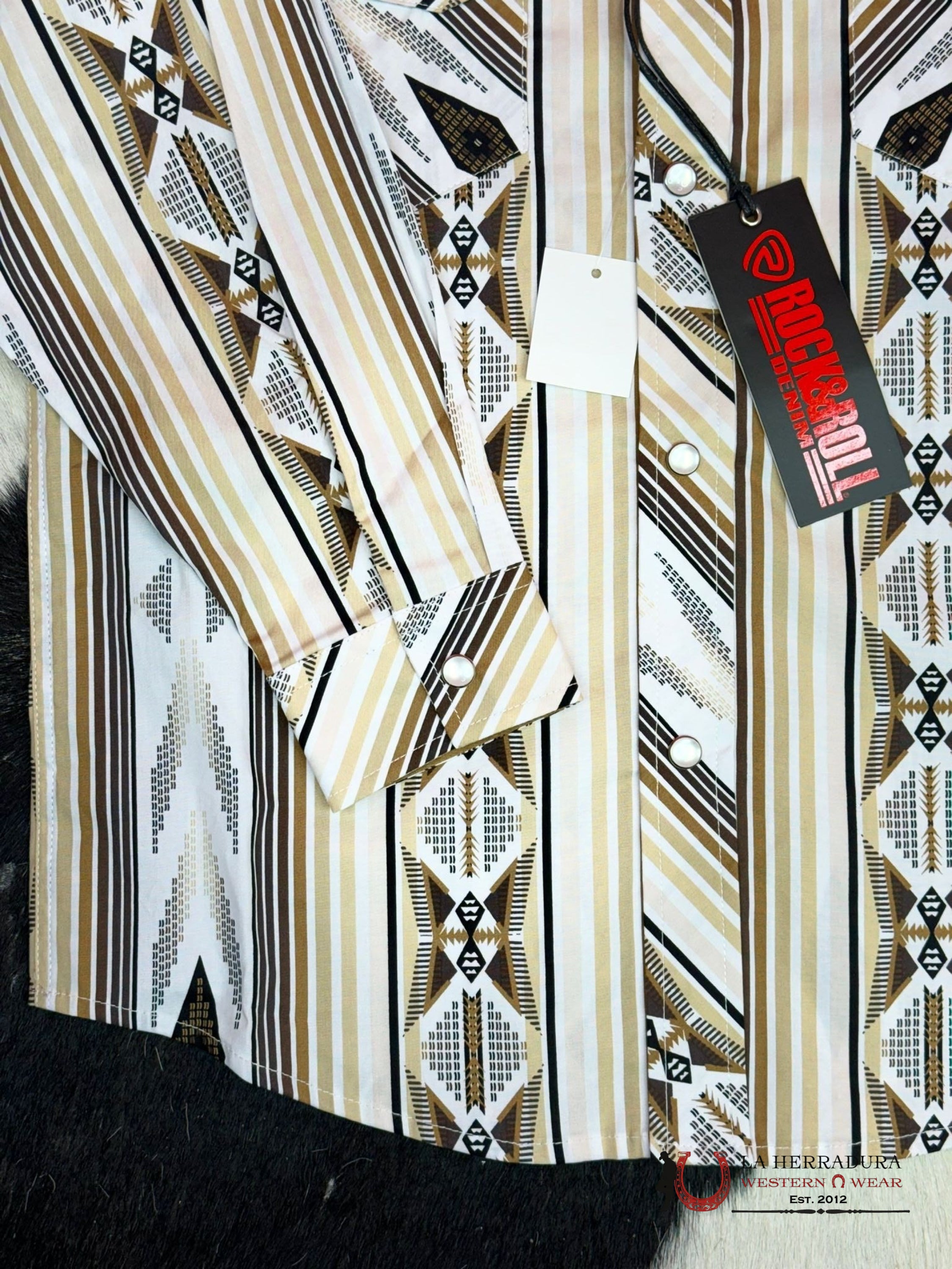 Rock&Roll Kids Aztec Tan Stripe Snap Niños