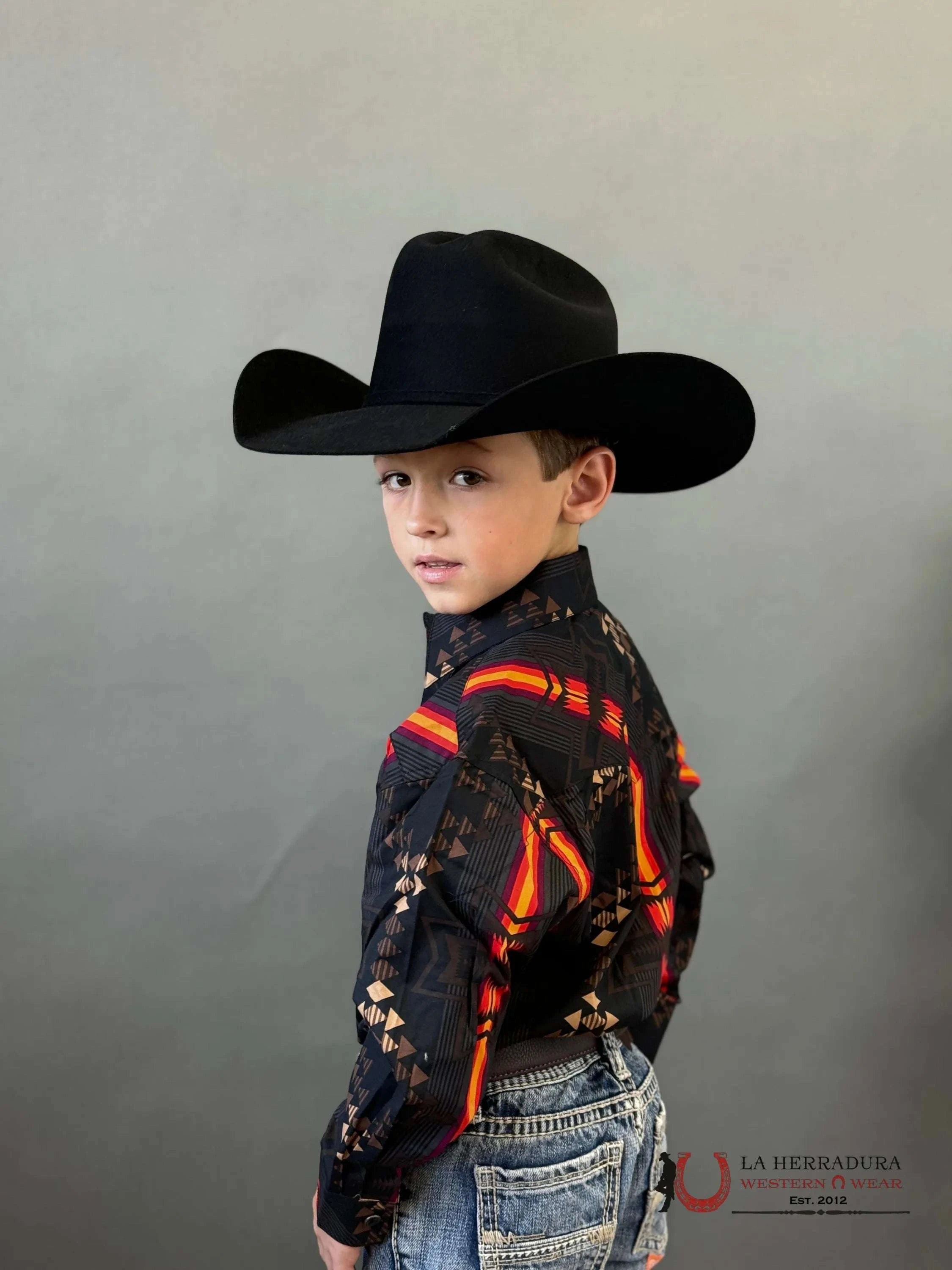 Rock&Roll Aztec Shirt Black/Red Niños