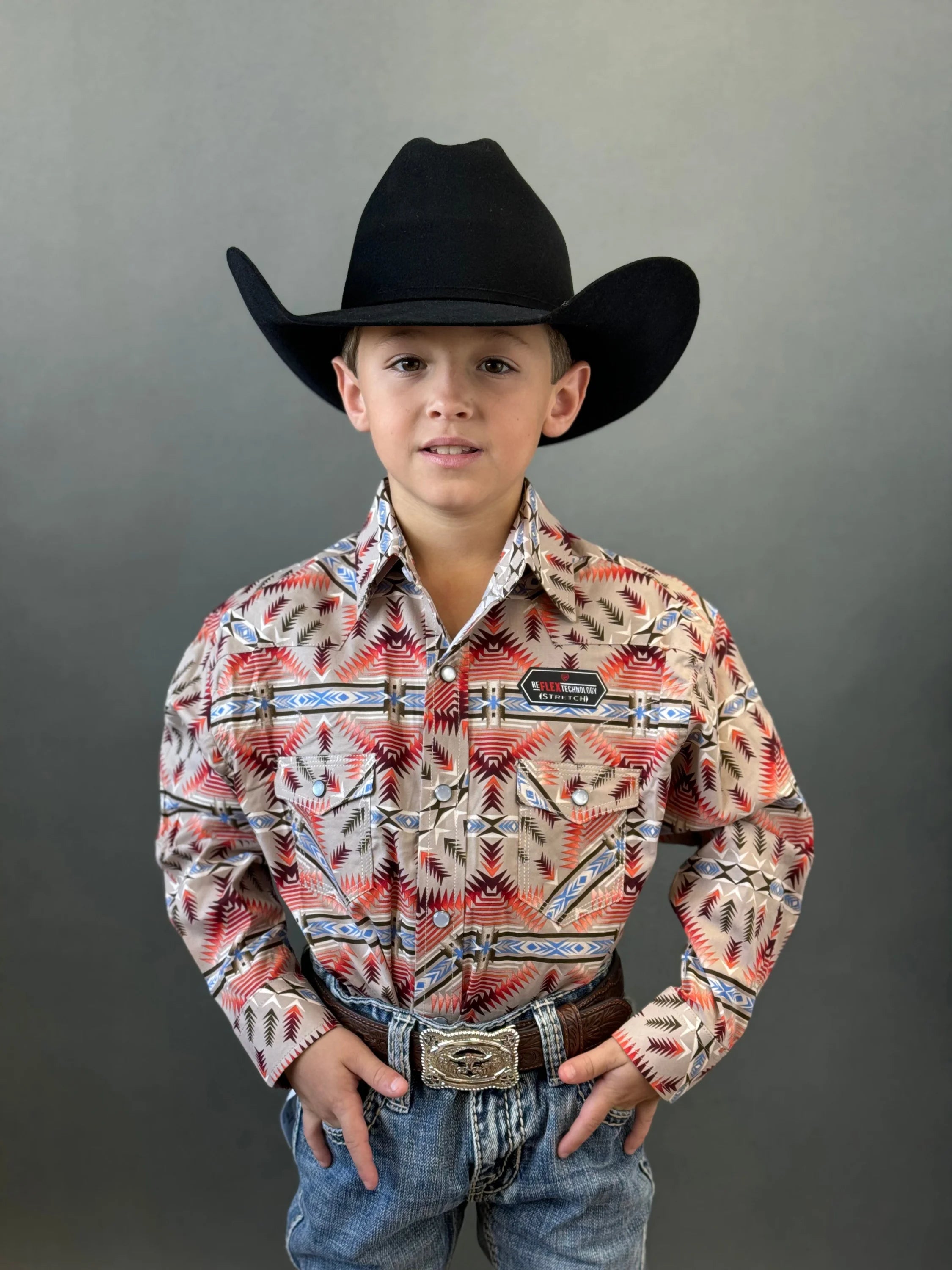 Rock&Roll Aztec Shirt Pink/Beige Niños