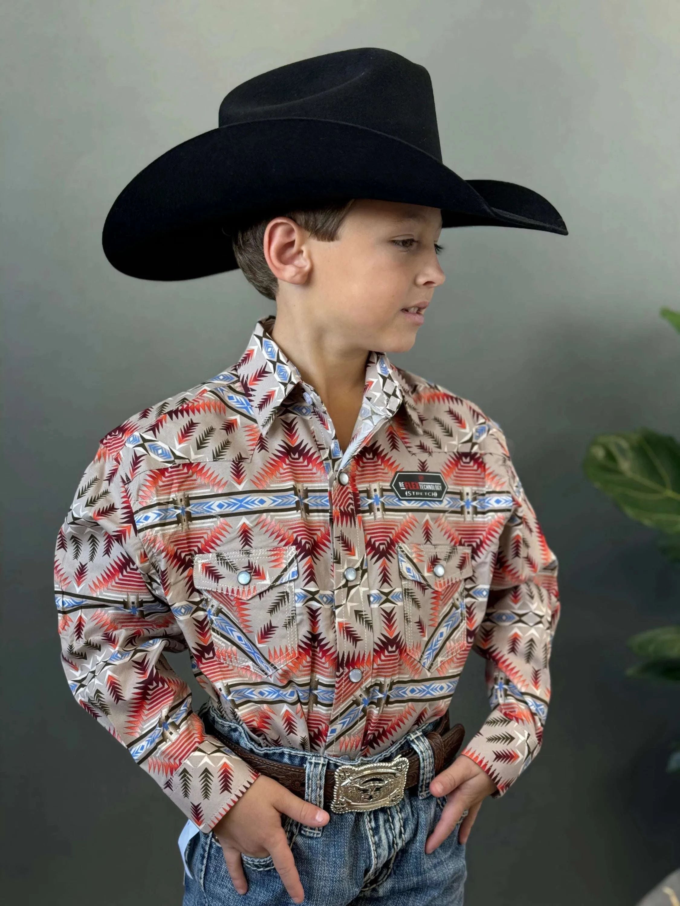 Rock&Roll Aztec Shirt Pink/Beige Niños