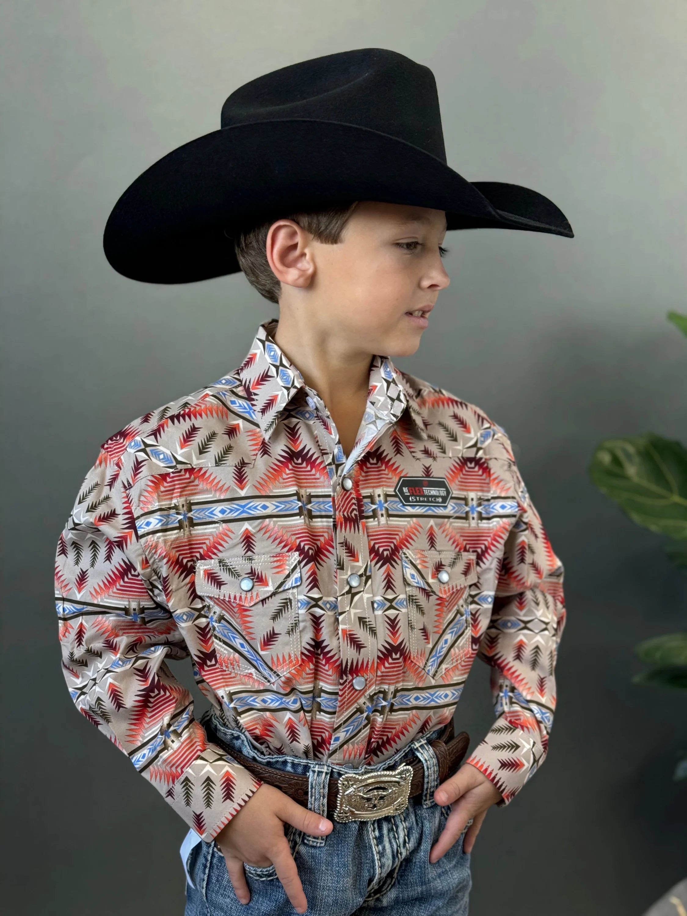 Rock&Roll Aztec Shirt Pink/Beige Niños