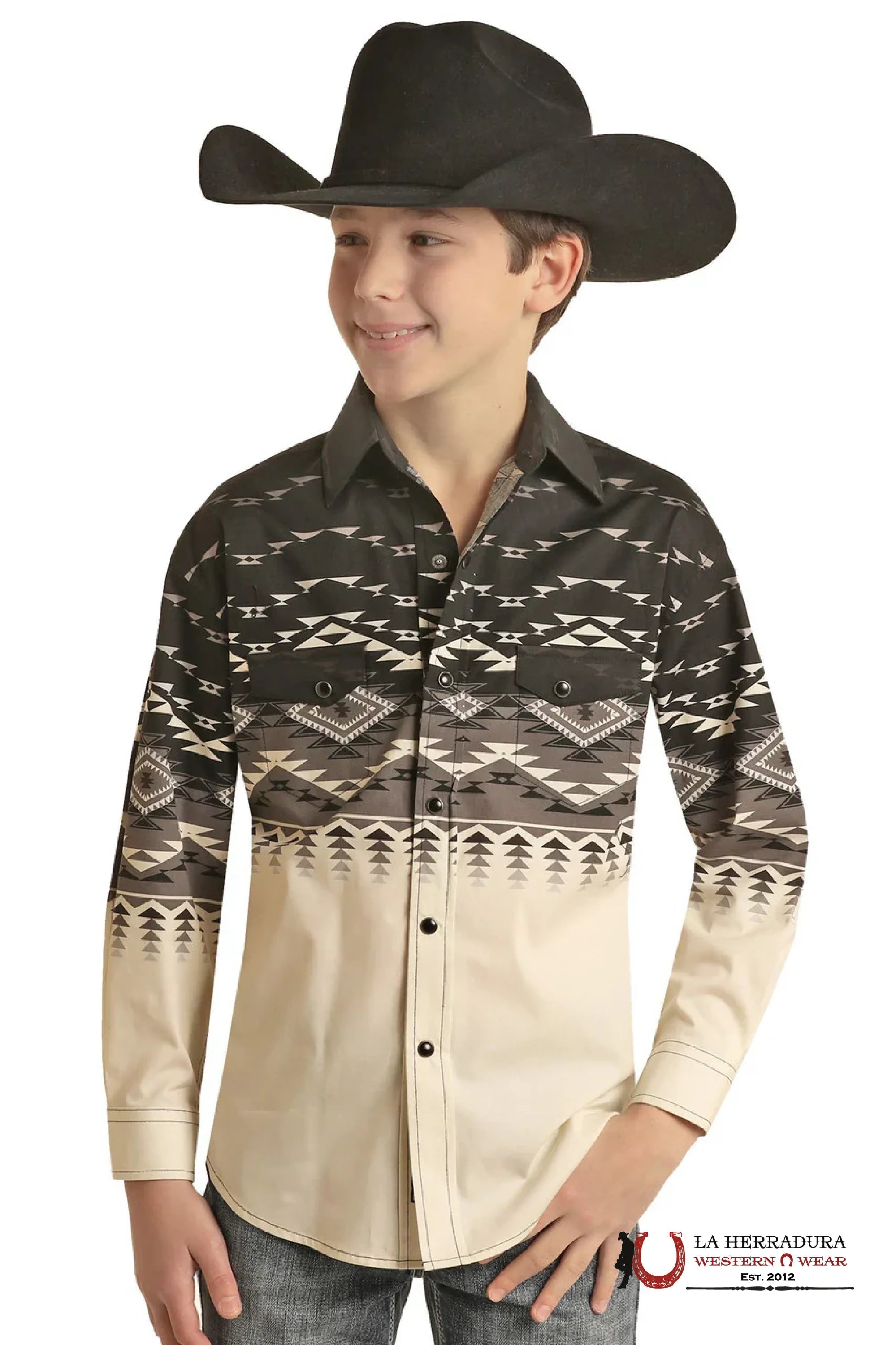 ROCK&ROLL KIDS -BOYS BLACK LS 2PKT BORDER WOVEN SNAP BBN2S02511 NIÑOS