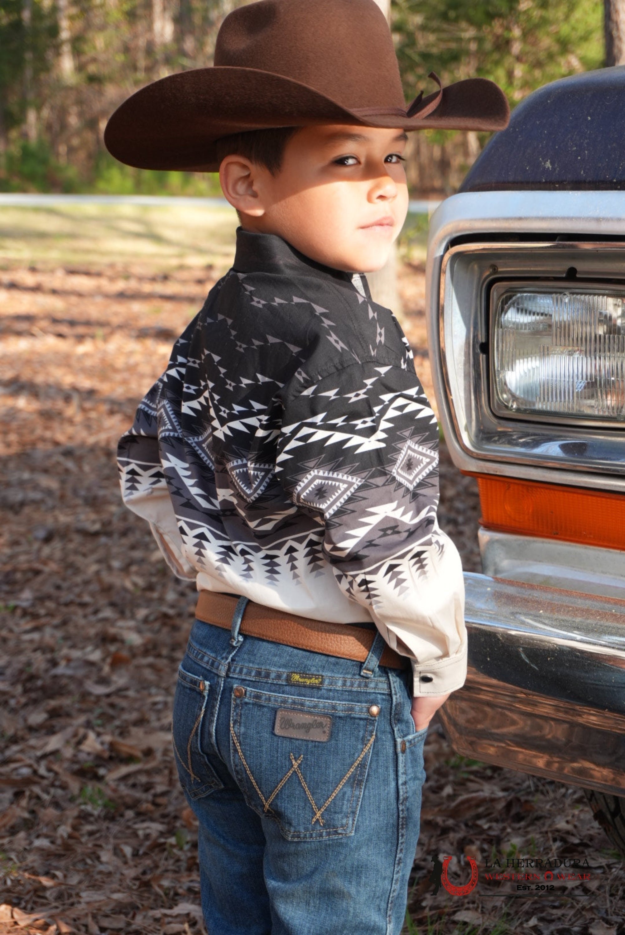 ROCK&ROLL KIDS -BOYS BLACK LS 2PKT BORDER WOVEN SNAP BBN2S02511 NIÑOS