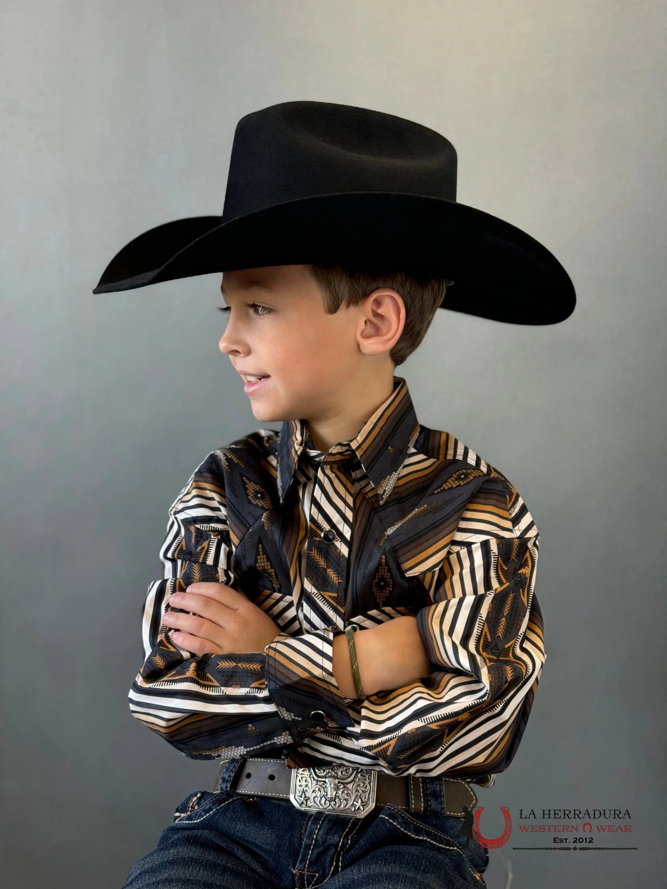 Rock&Roll Aztec Shirt Black/Yellow Niños