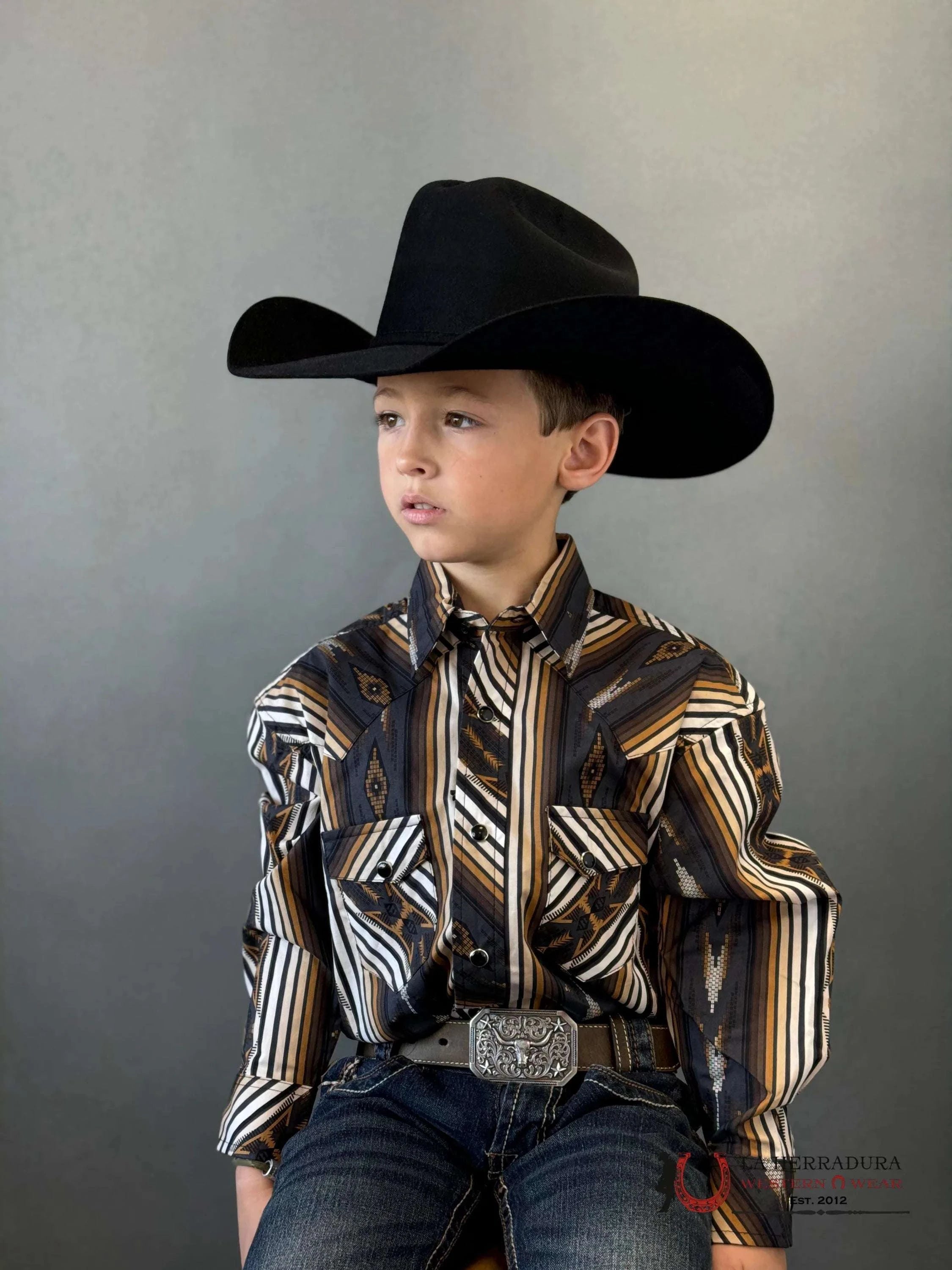 Rock&Roll Aztec Shirt Black/Yellow Niños