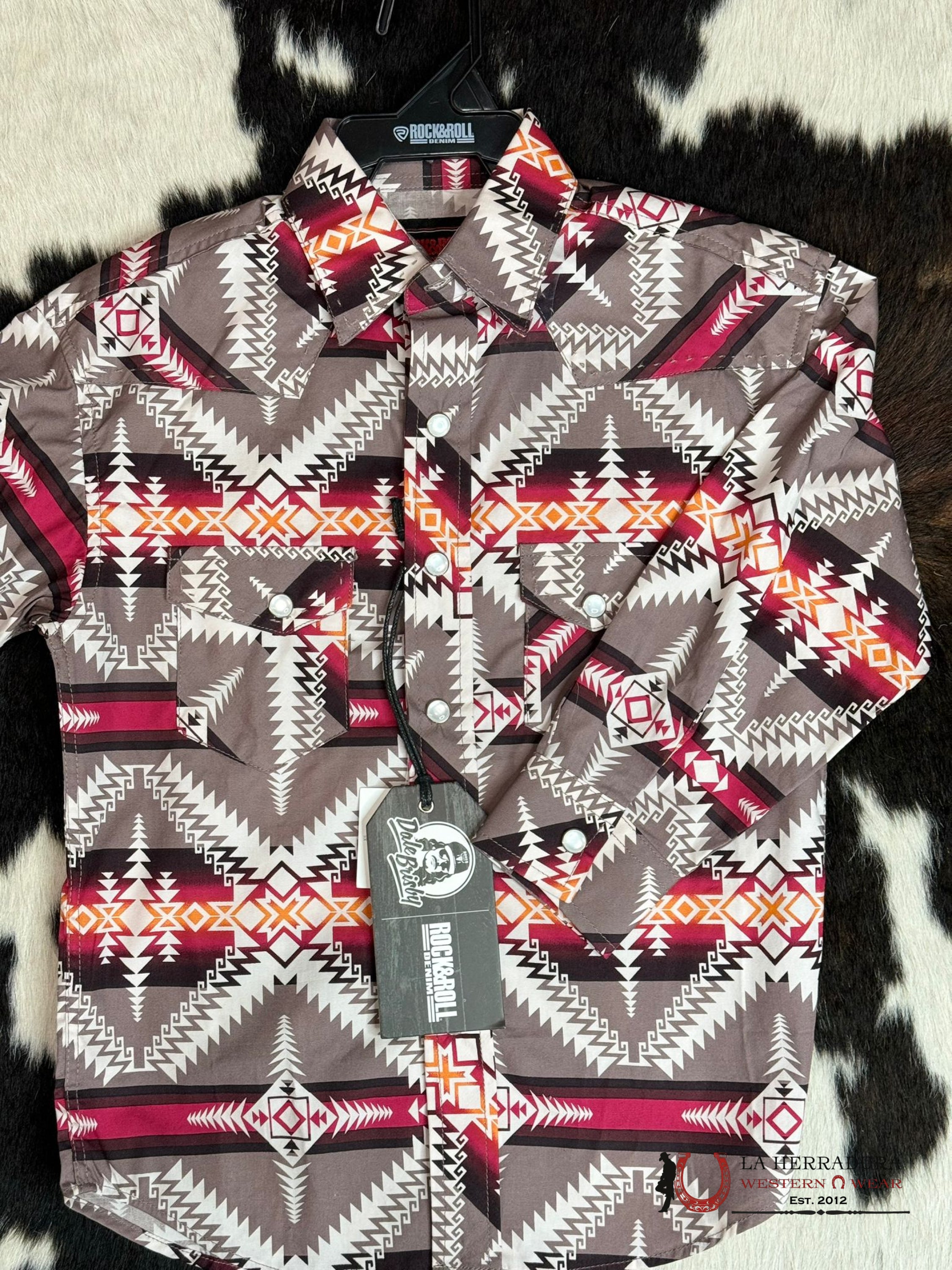 Rock&Roll Boys Brown Sunrise Long Sleeve Snap Niños