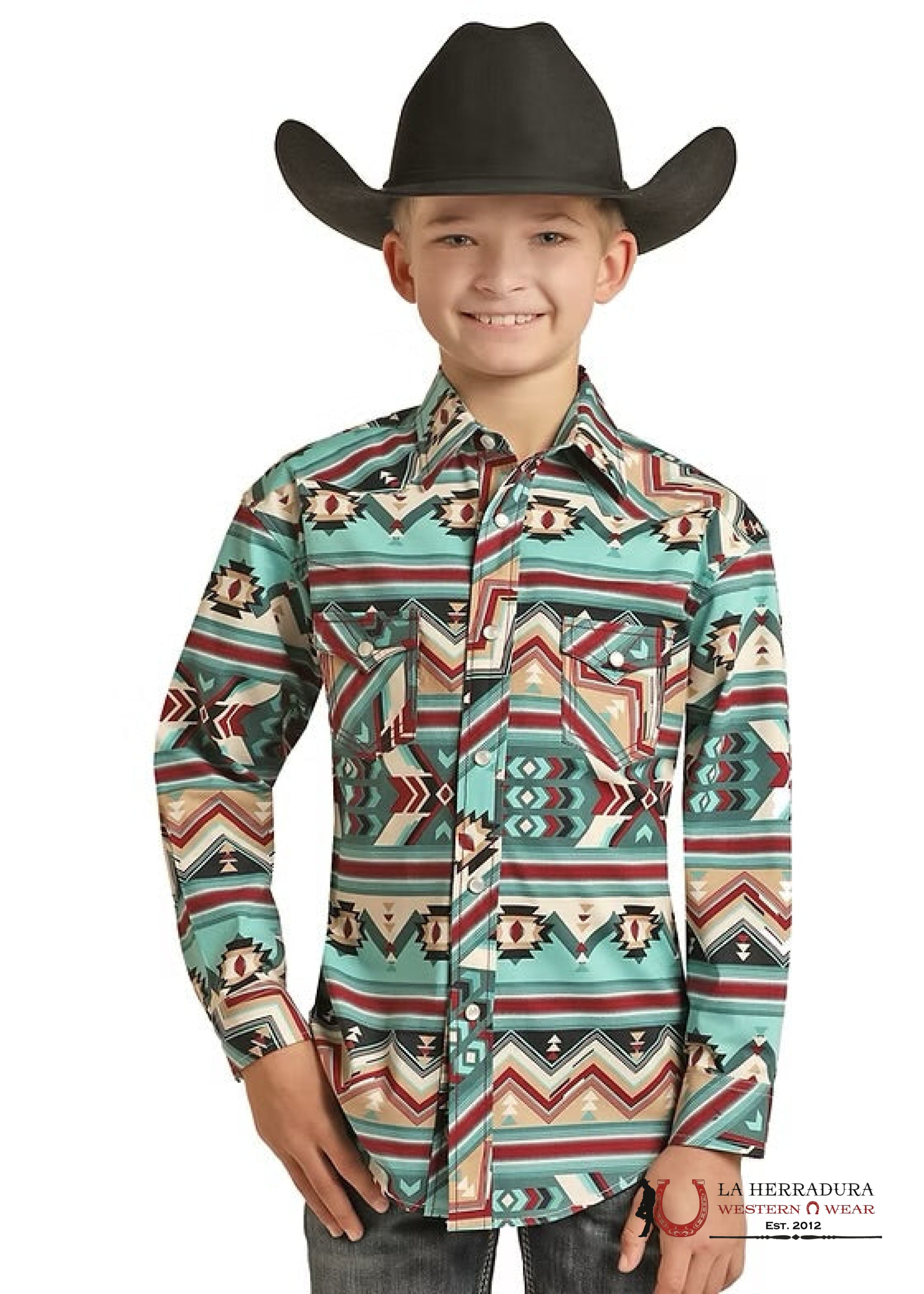 ROCK&ROLL KIDS -BOYS BURGUNDY LS AZTEC SNAP RRBSOSR09GF NIÑOS