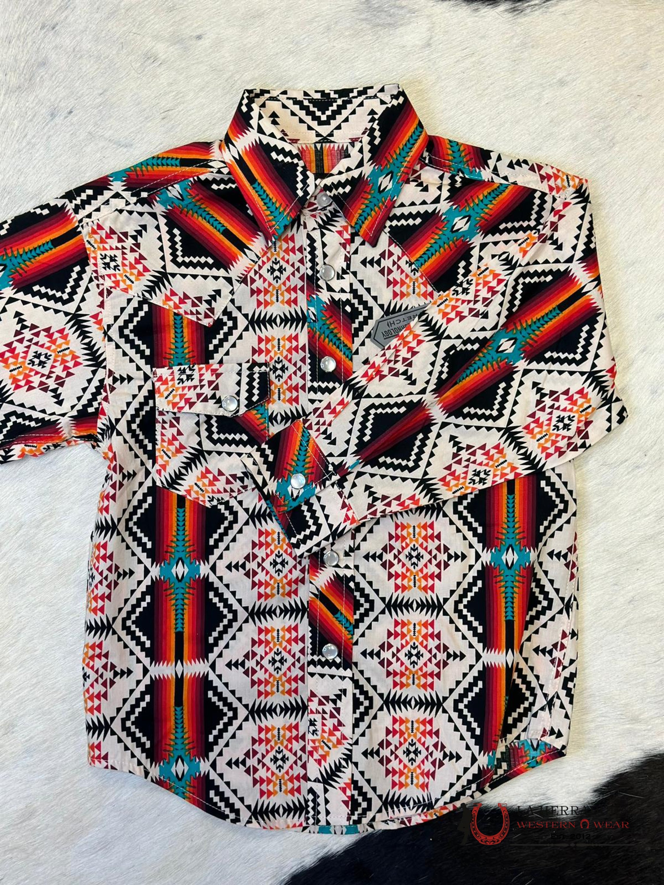 Rock & Roll Aztec Shirt Red/Beige Niños