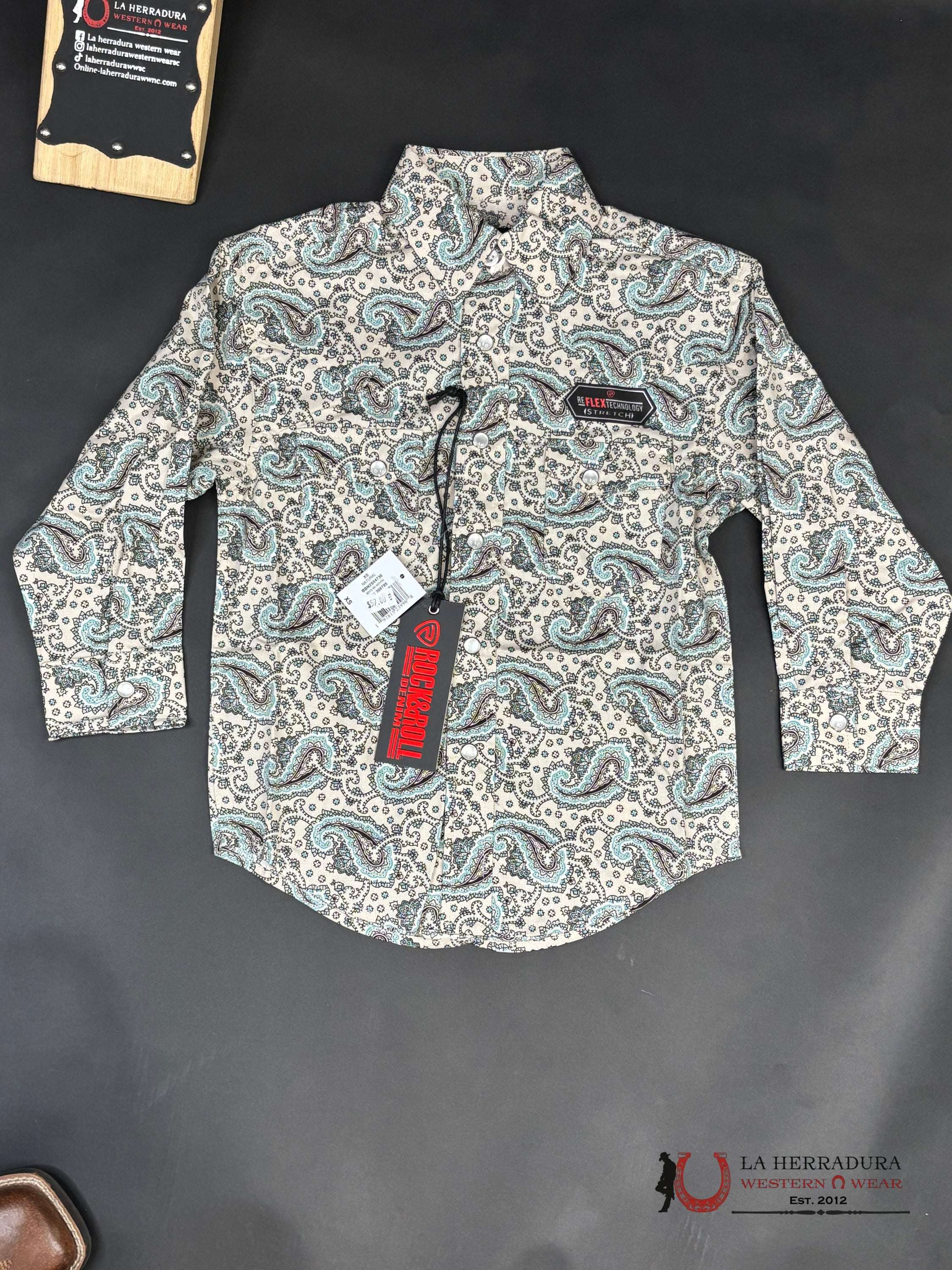 Rock&Roll Boys Natural Rr Woven Long Sleeve Niños