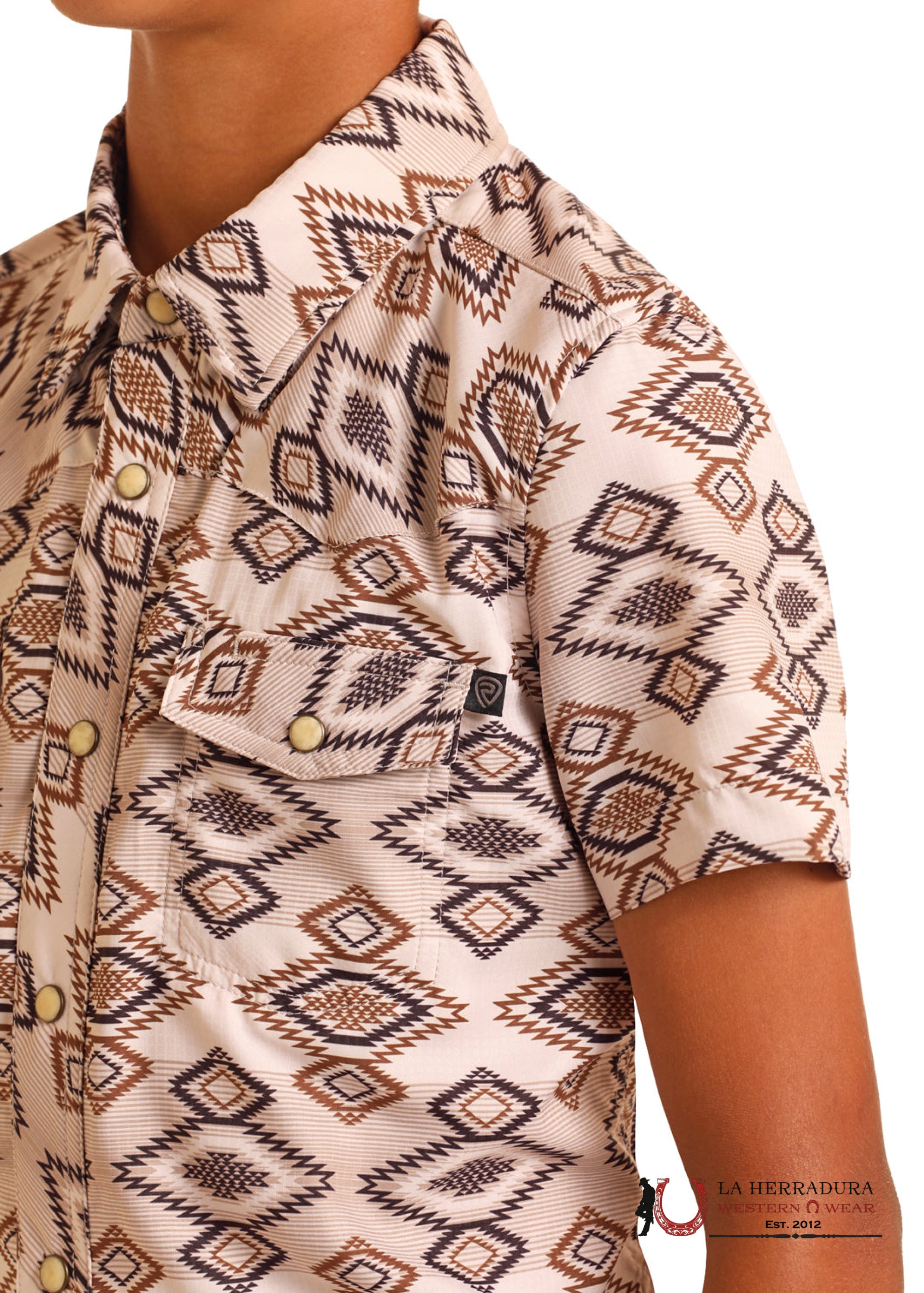 ROCK&ROLL NATURAL AZTEC PRINT SHORT SLEEVE SHIRT BOYS NIÑOS
