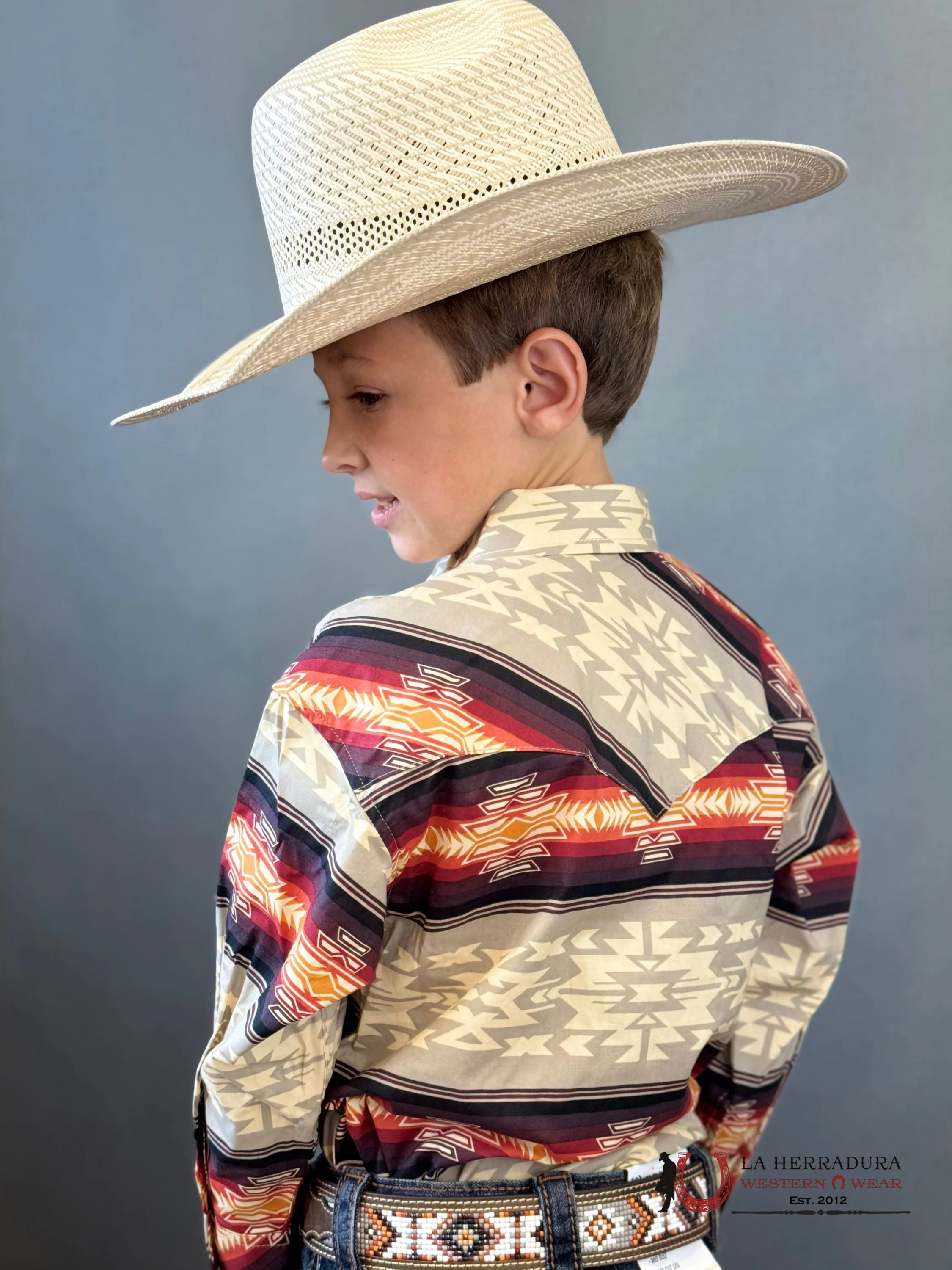 Rock&Roll Aztec Shirt Red/Tan Niños