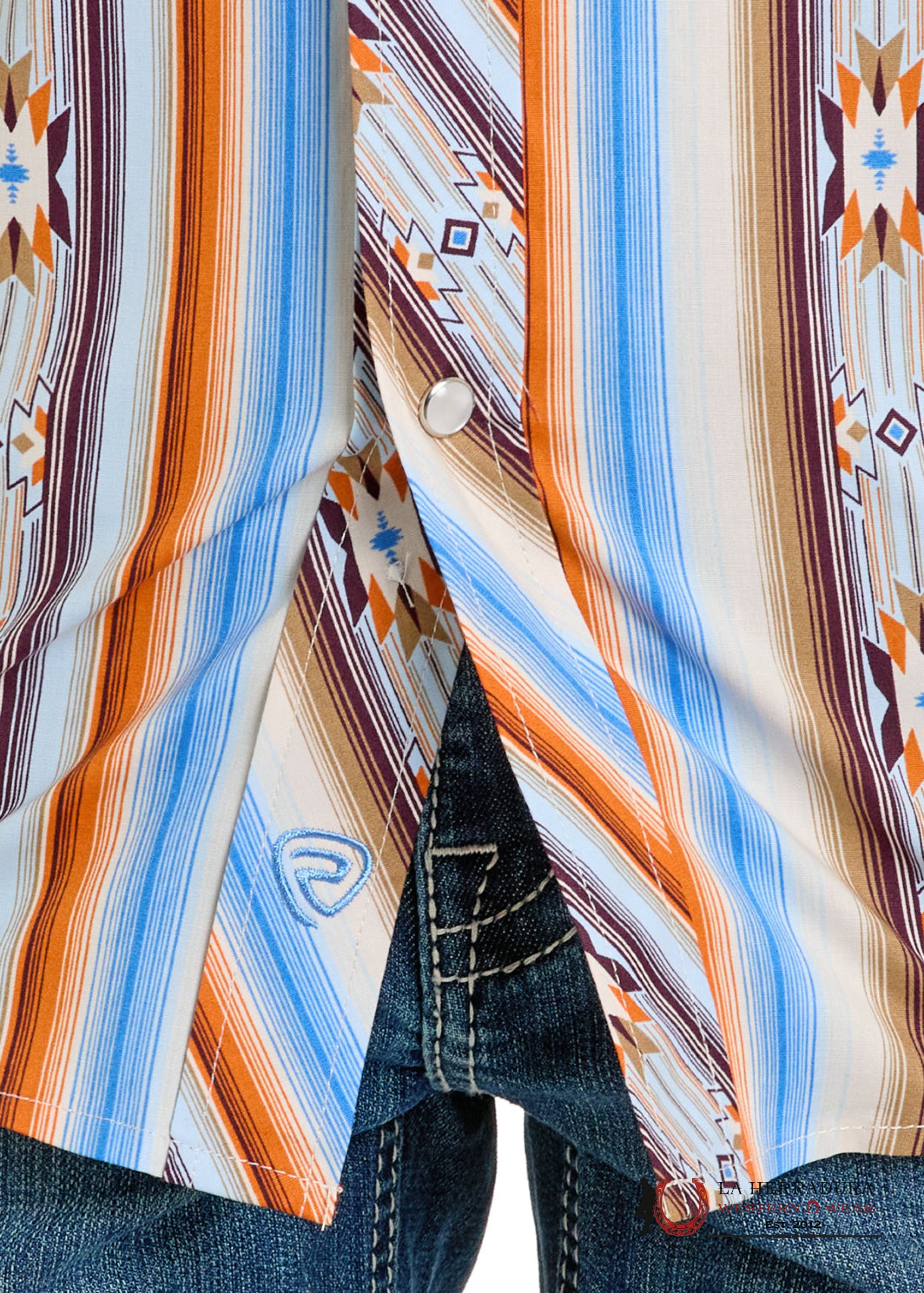 Rock&Roll Orange Stripe Aztec Short Sleeve Shirt Boys - 6498 NIÑOS