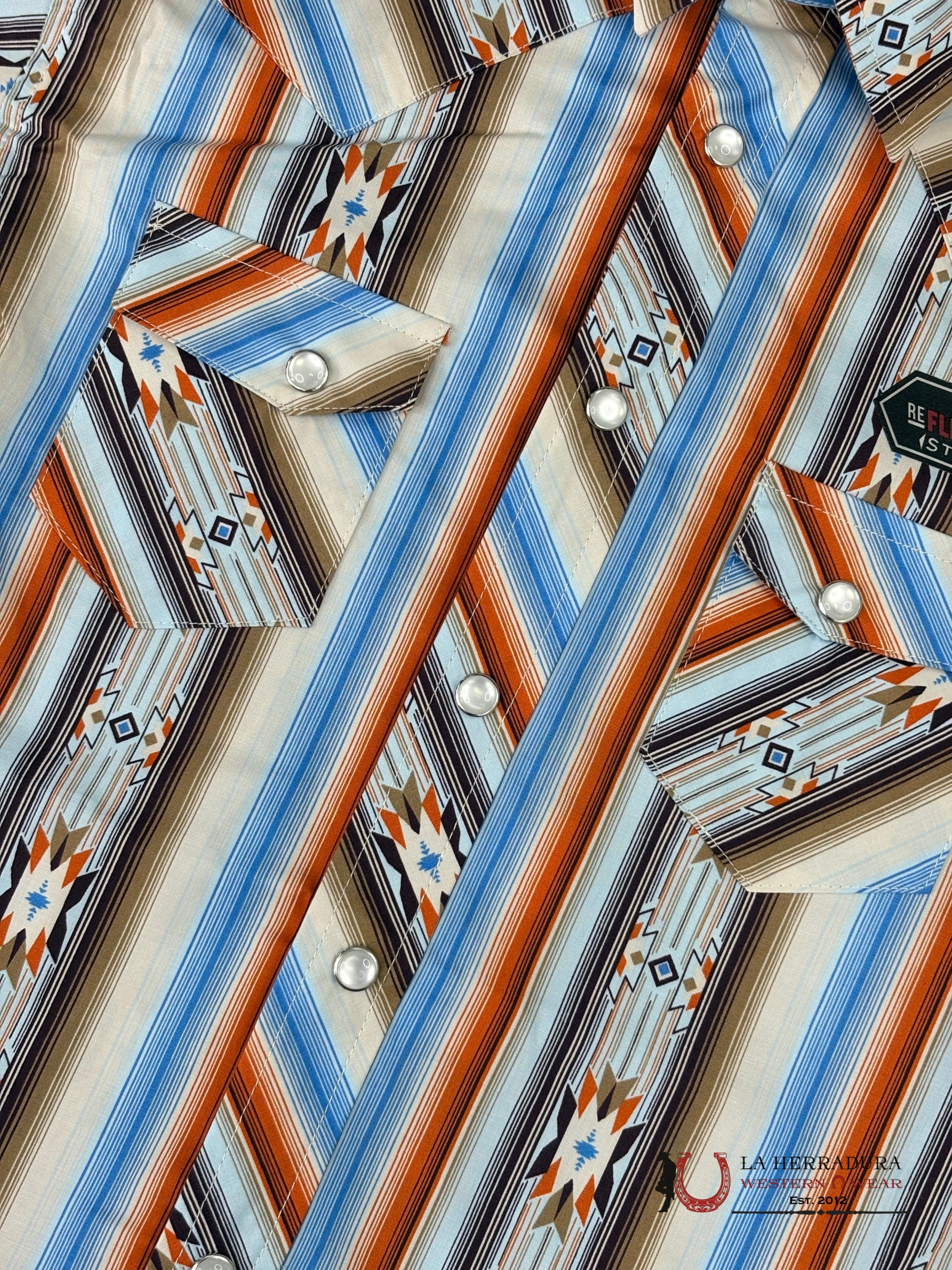 Rock&Roll Orange Stripe Aztec Short Sleeve Shirt Boys - 6498 NIÑOS