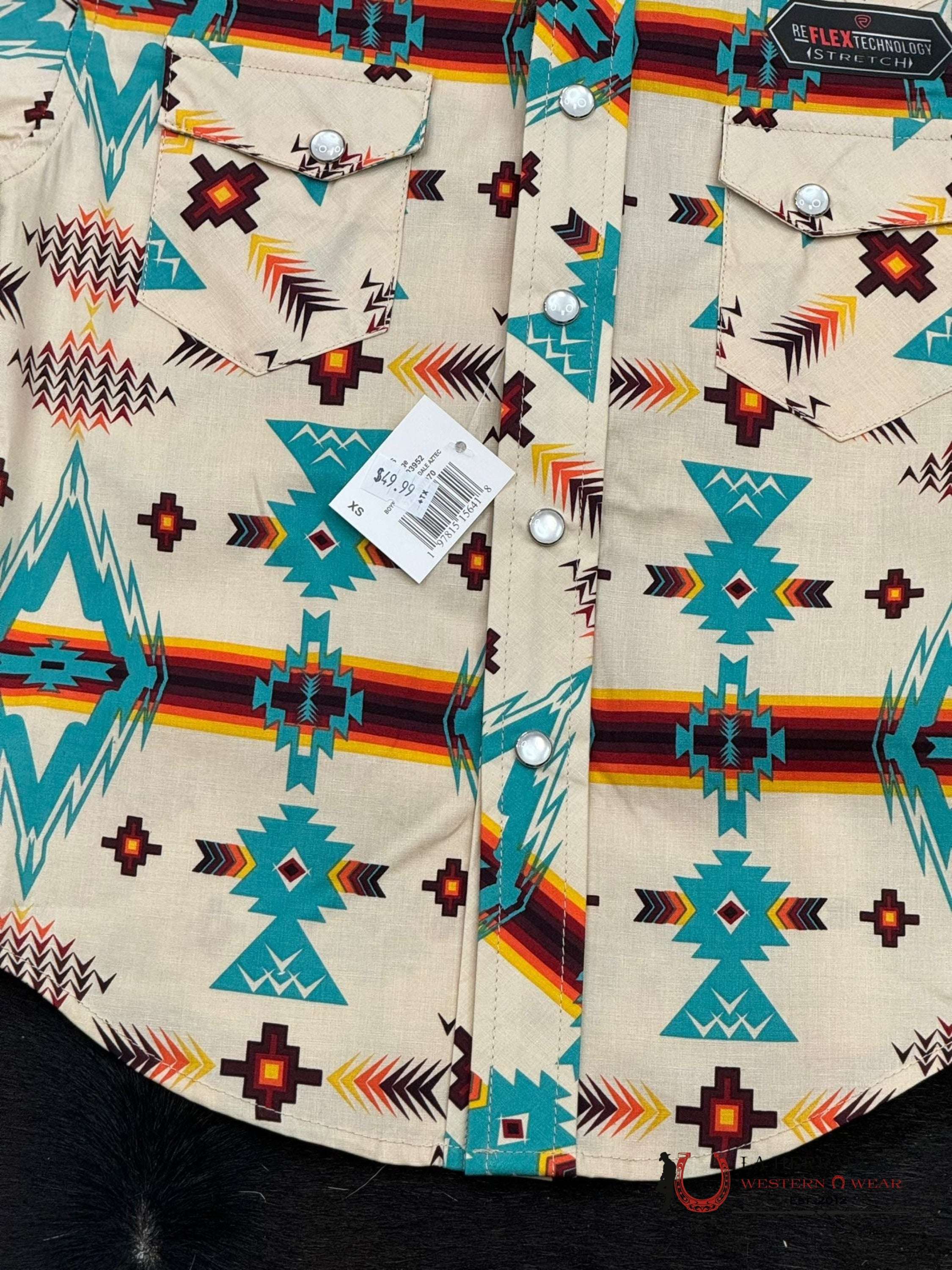 Rock&Roll Boys Dale Aztec Orange Snap Short Sleeve Niños