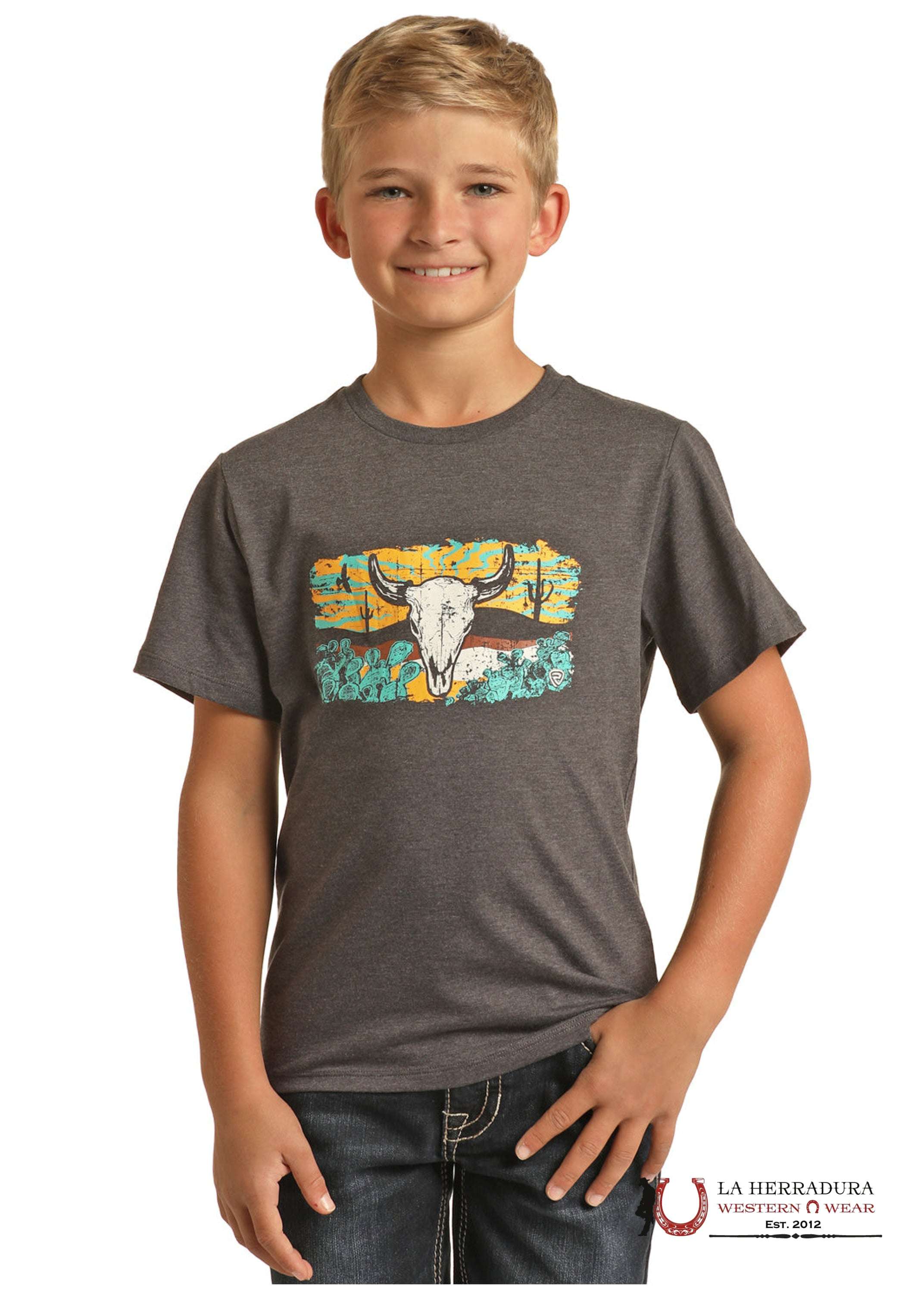 ROCK&ROLL KIDS -BOYS SS CHARCOAL GRAPHIC TEE RRBT21R062 NIÑOS