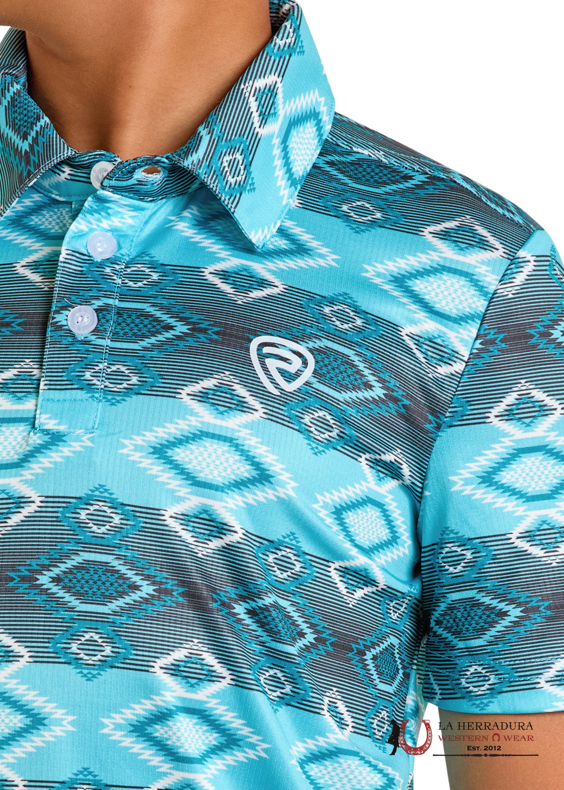 Rock&Roll Boys Turquoise Aztec Print Short Sleeve Shirt - 6624 NIÑOS