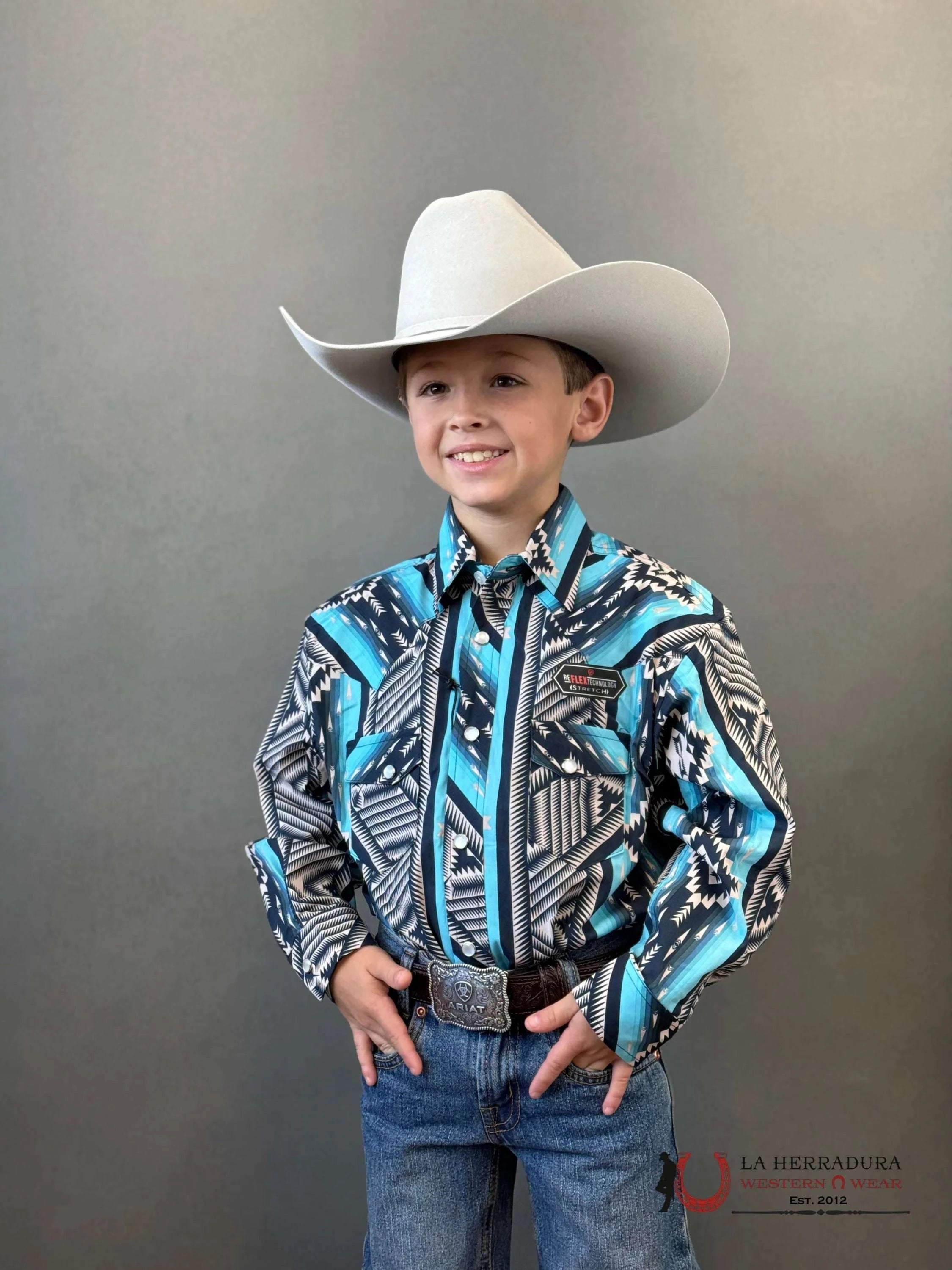 Rock&Roll Aztec Shirt Blue/Black Niños