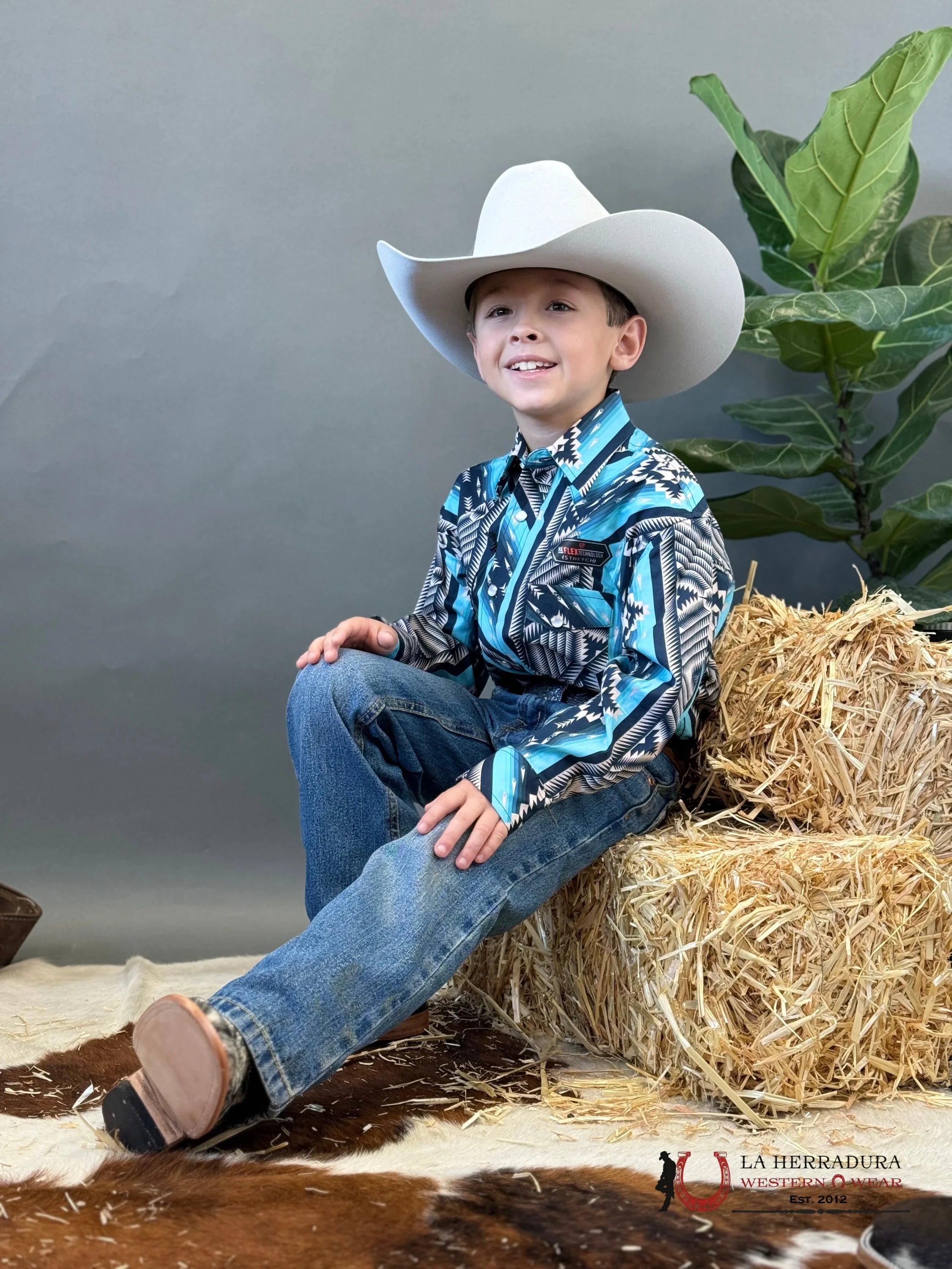 Rock&Roll Aztec Shirt Blue/Black Niños