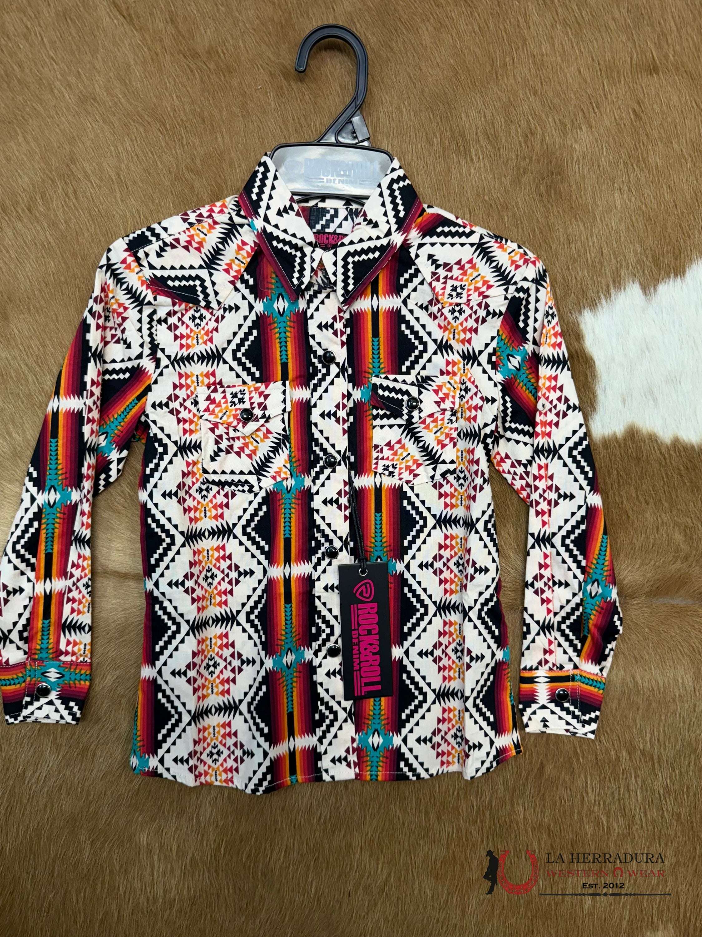 ROCK&ROLL KIDS -GIRLS NATURAL GEO STRIPE SNAP RRGSOSRZ0Z NIÑOS