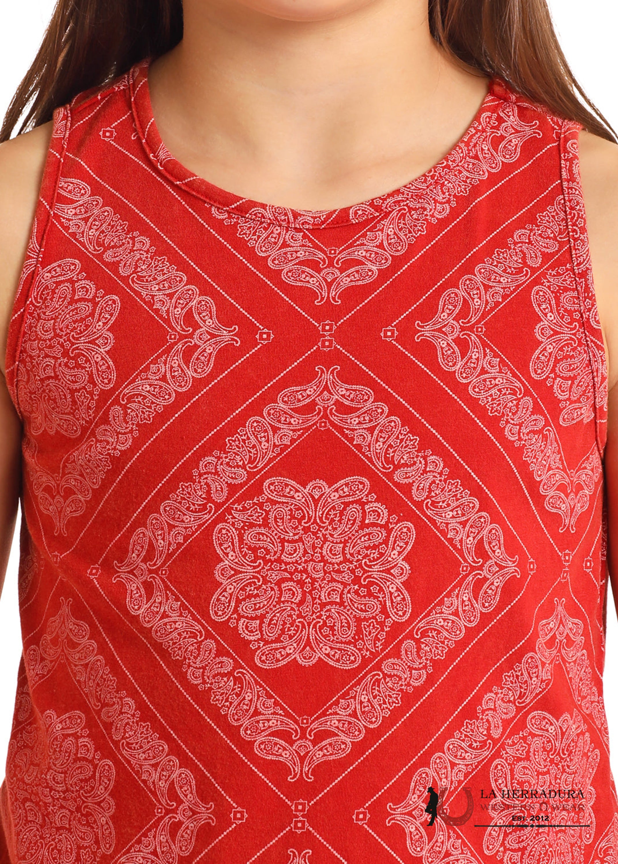 ROCK&ROLL KIDS -GIRLS RED BANDANA PRINT TAN W/ FRINGE BG20T05906 NIÑAS