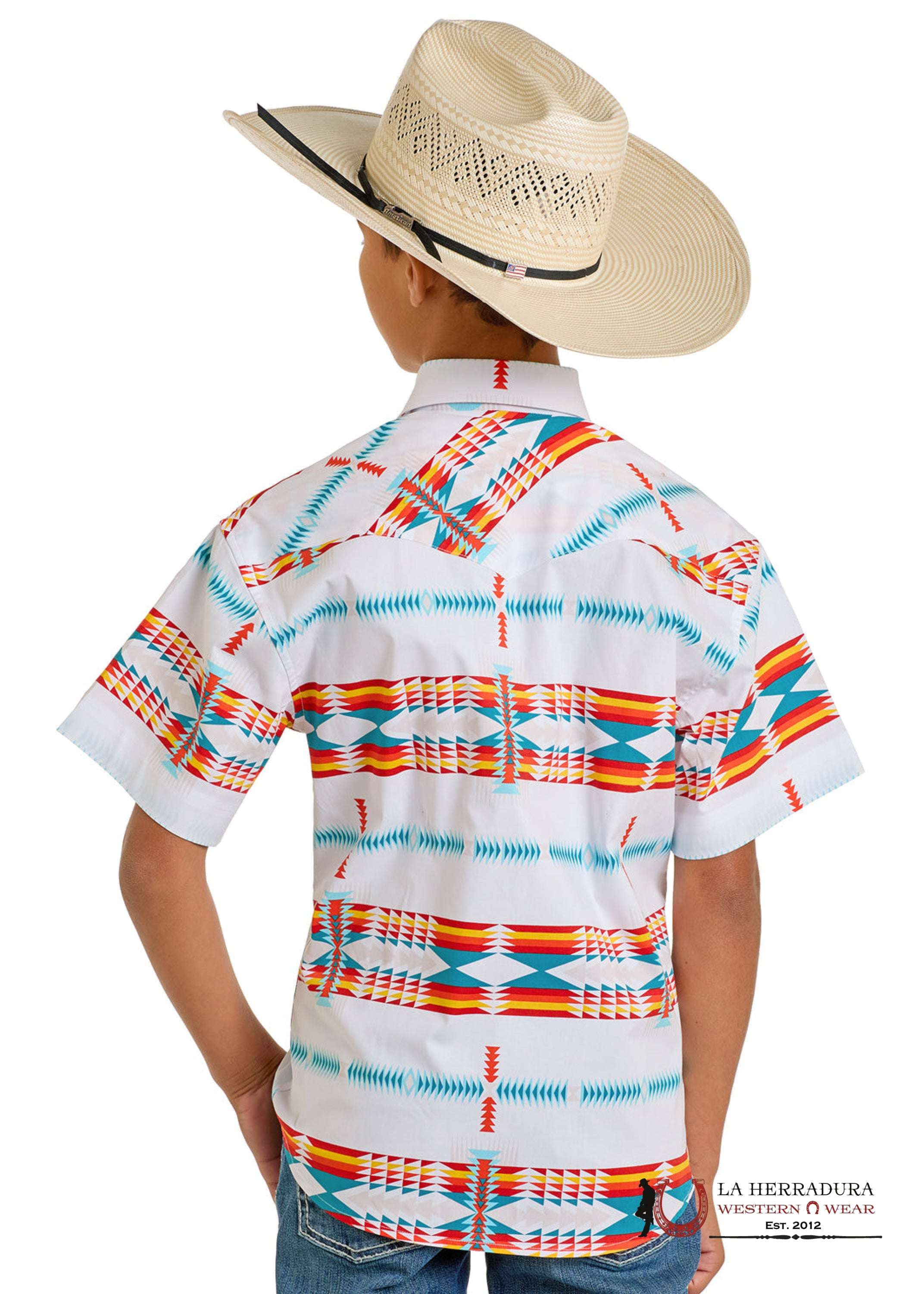 ROCK&ROLL KIDS SHORT SLEEVE WHITE AZTEC PRINT BBN3S06488 NIÑOS