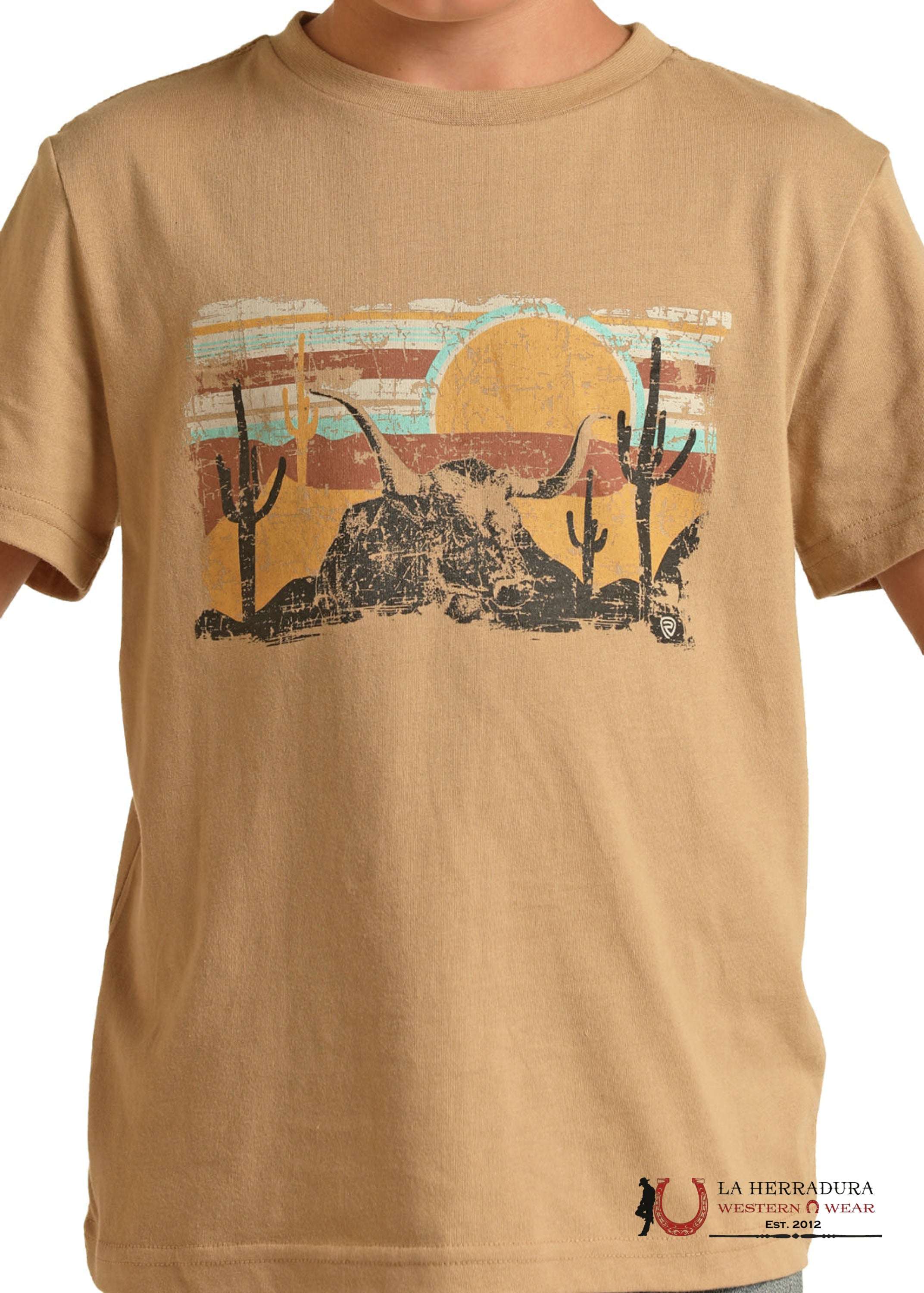 ROCK&ROLL KIDS TSHIRT -BOYS TAUPE RR GRAPHIC TEE SS RRBT21R12J NIÑOS