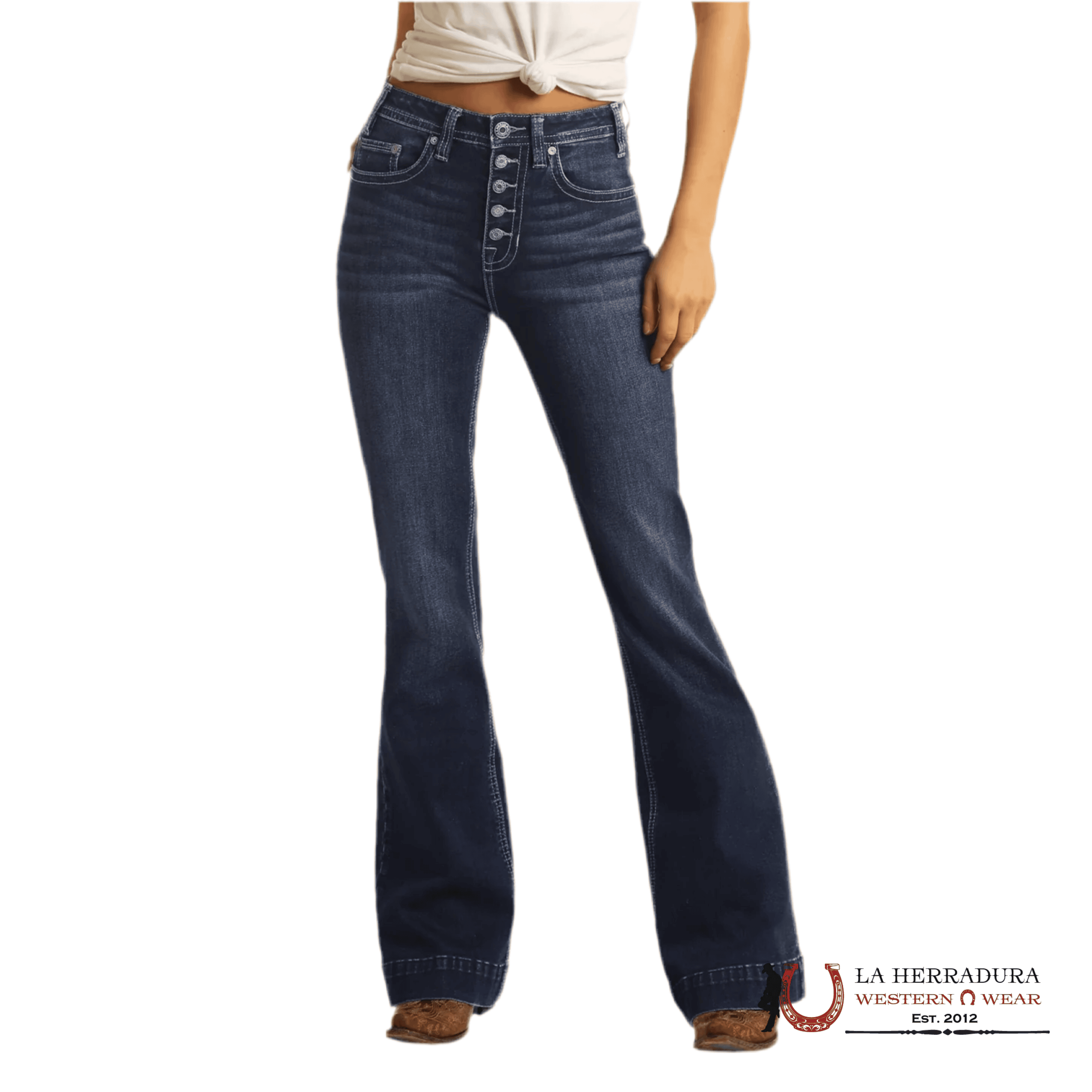 Rock&Roll Light Navy Juniors High Rise Trouser Jeans Women