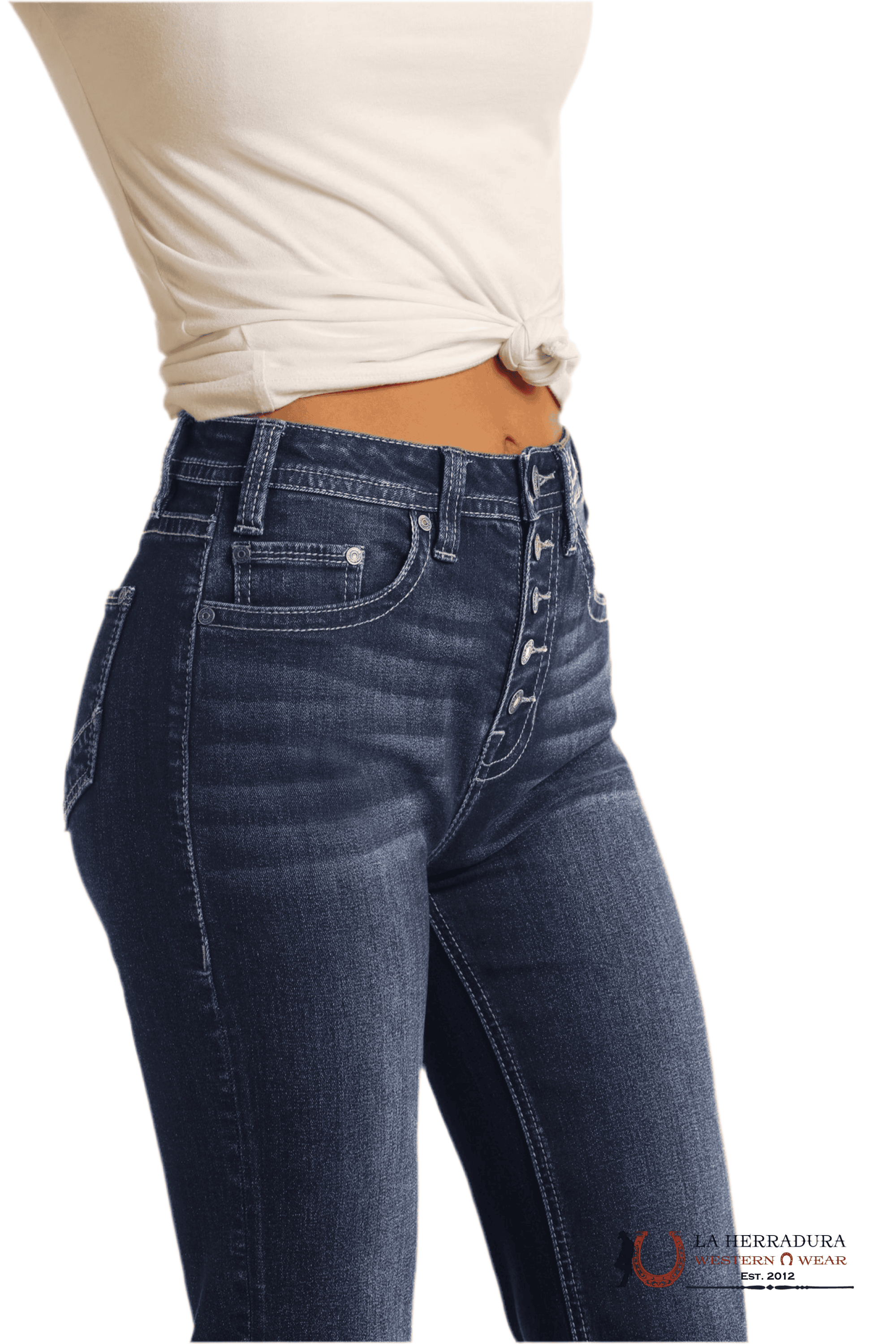 Rock&Roll Light Navy Juniors High Rise Trouser Jeans Women