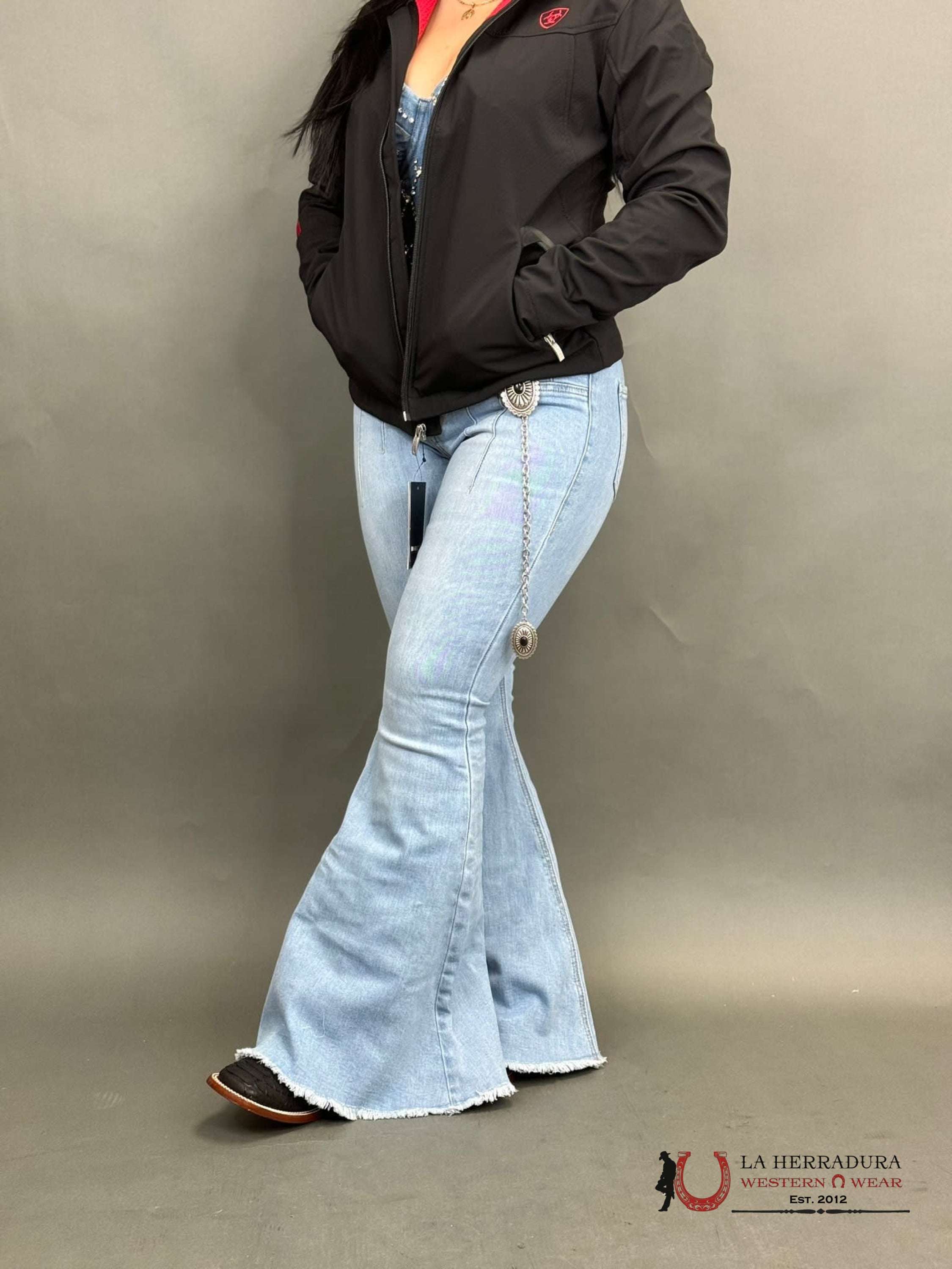 Rock&Roll Light Wash Multi Dart Bargain Button Bell Jeans Women