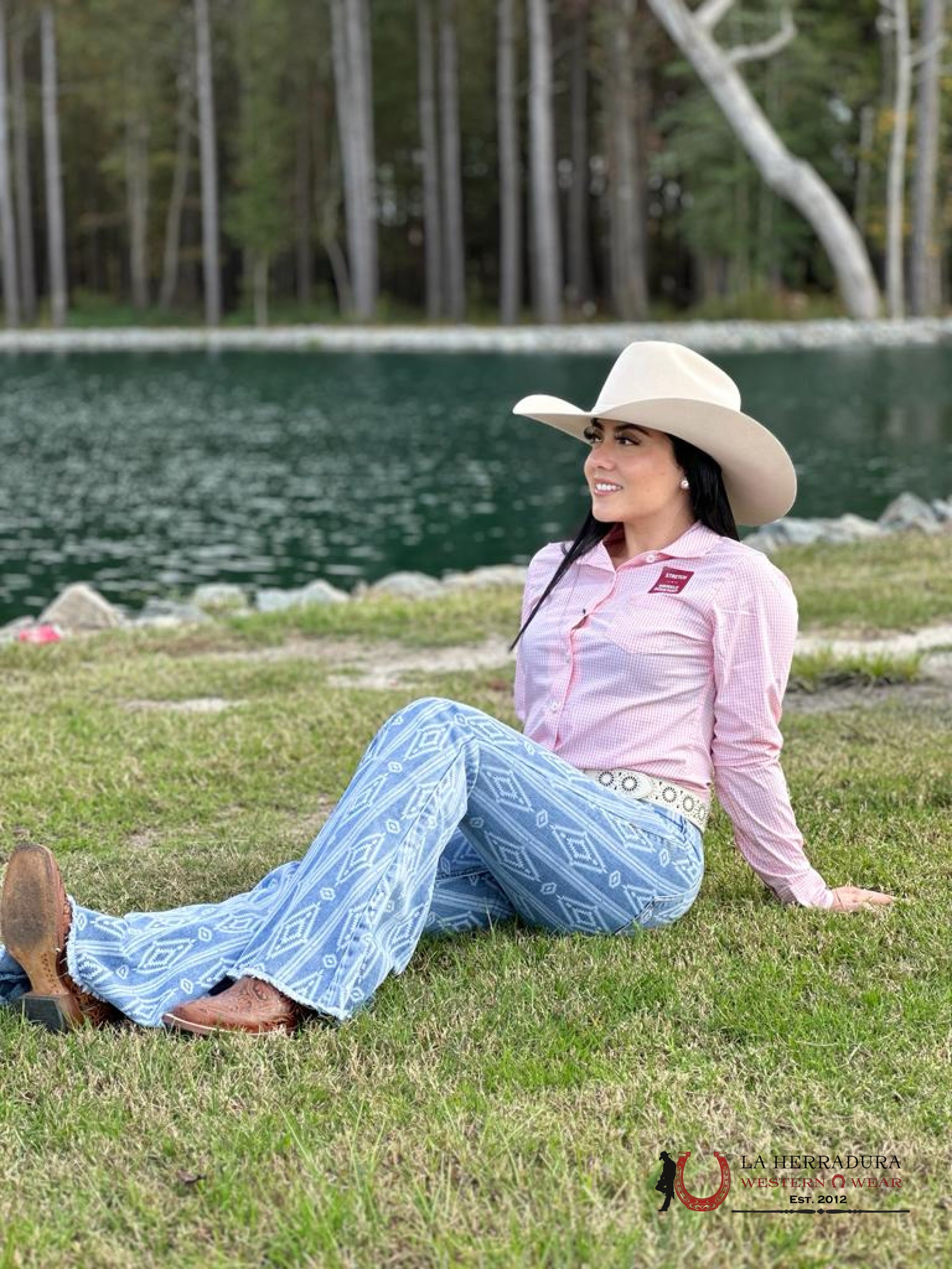 Rock&Roll Light Blue Aztec Flare Jeans Jeans Women