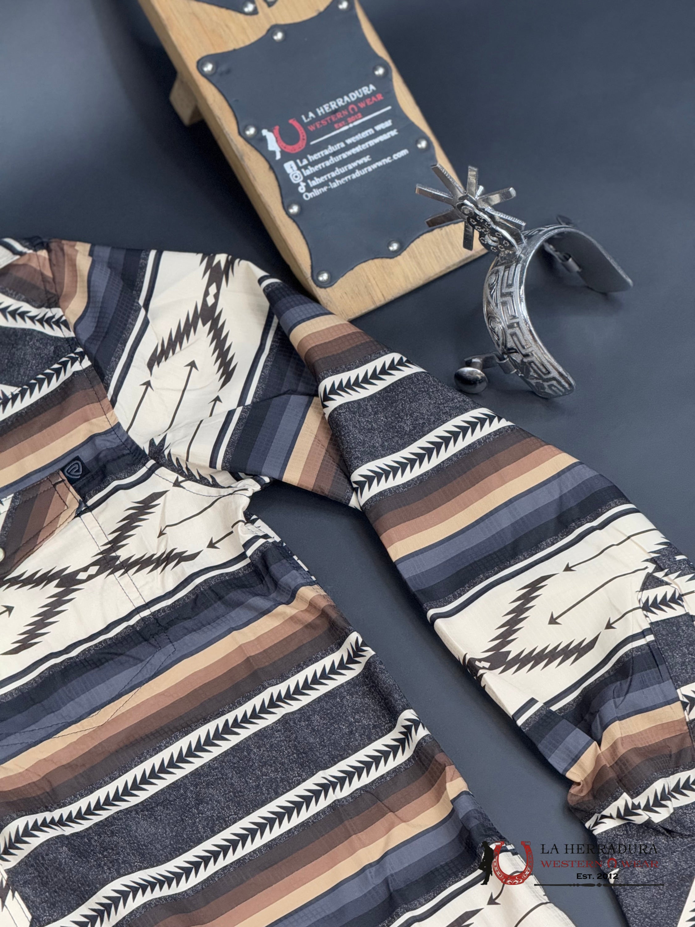 Rock&Roll Long Sleeve Charcoal Aztec Brown Ropa Hombres