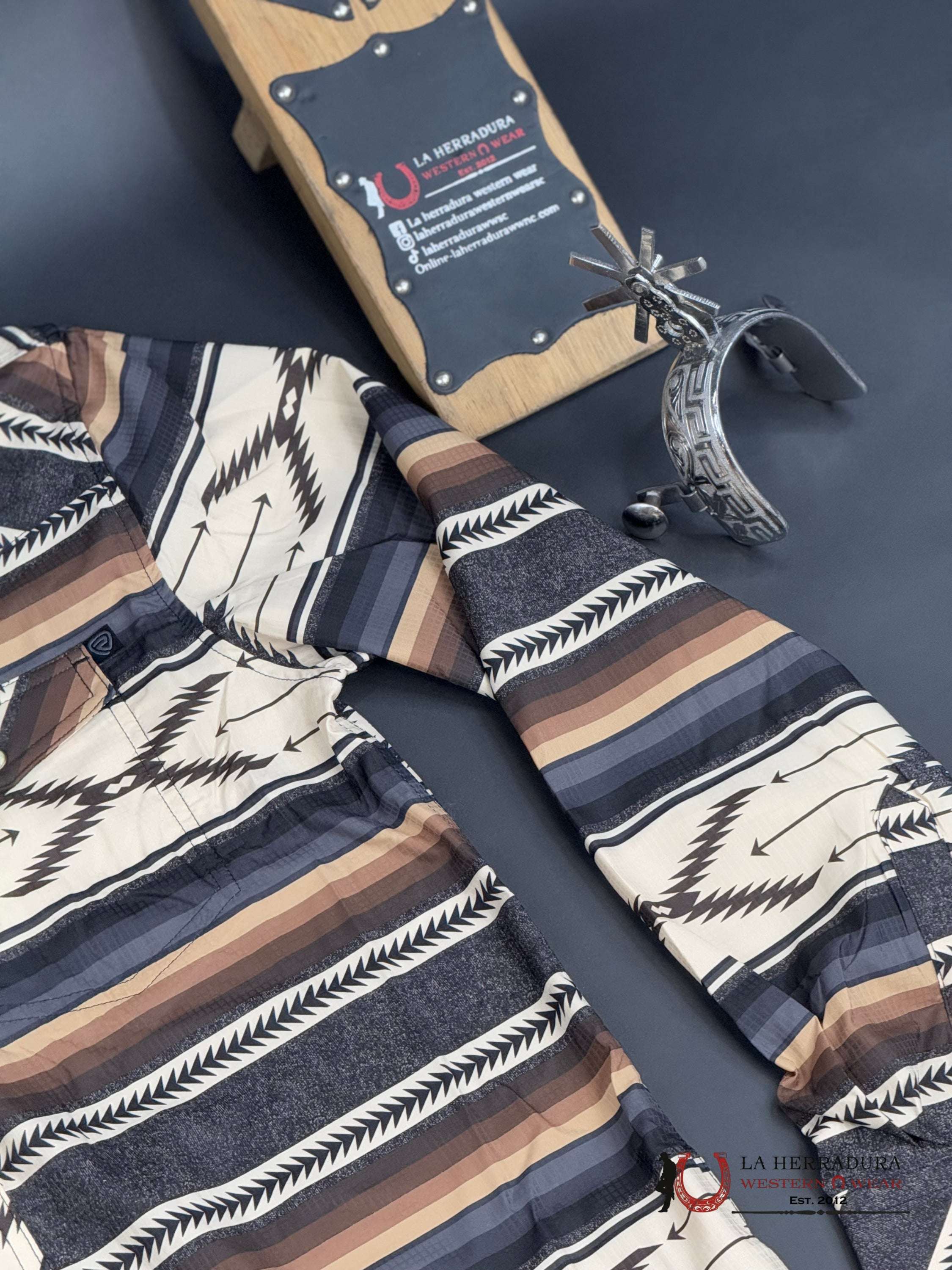 Rock&Roll Long Sleeve Charcoal Aztec Brown Ropa Hombres