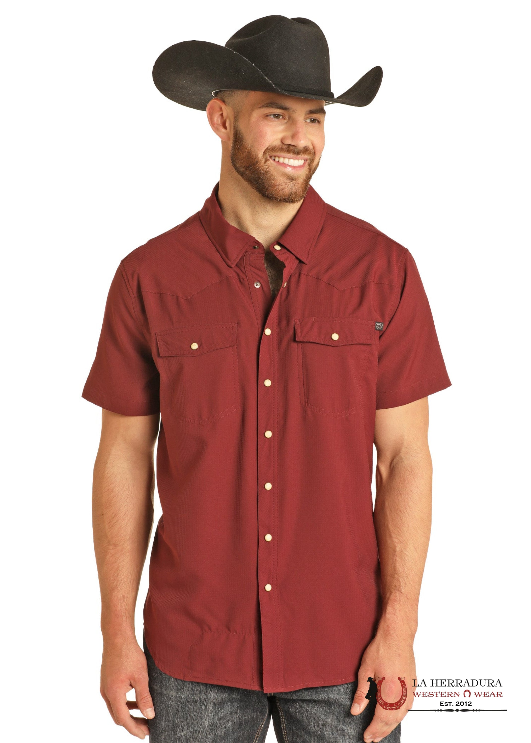 ROCK&ROLL MAROON TEK SOLID RIPSTOP SNAP SHIRT SLEEVE BMN3S02400 ROPA HOMBRES