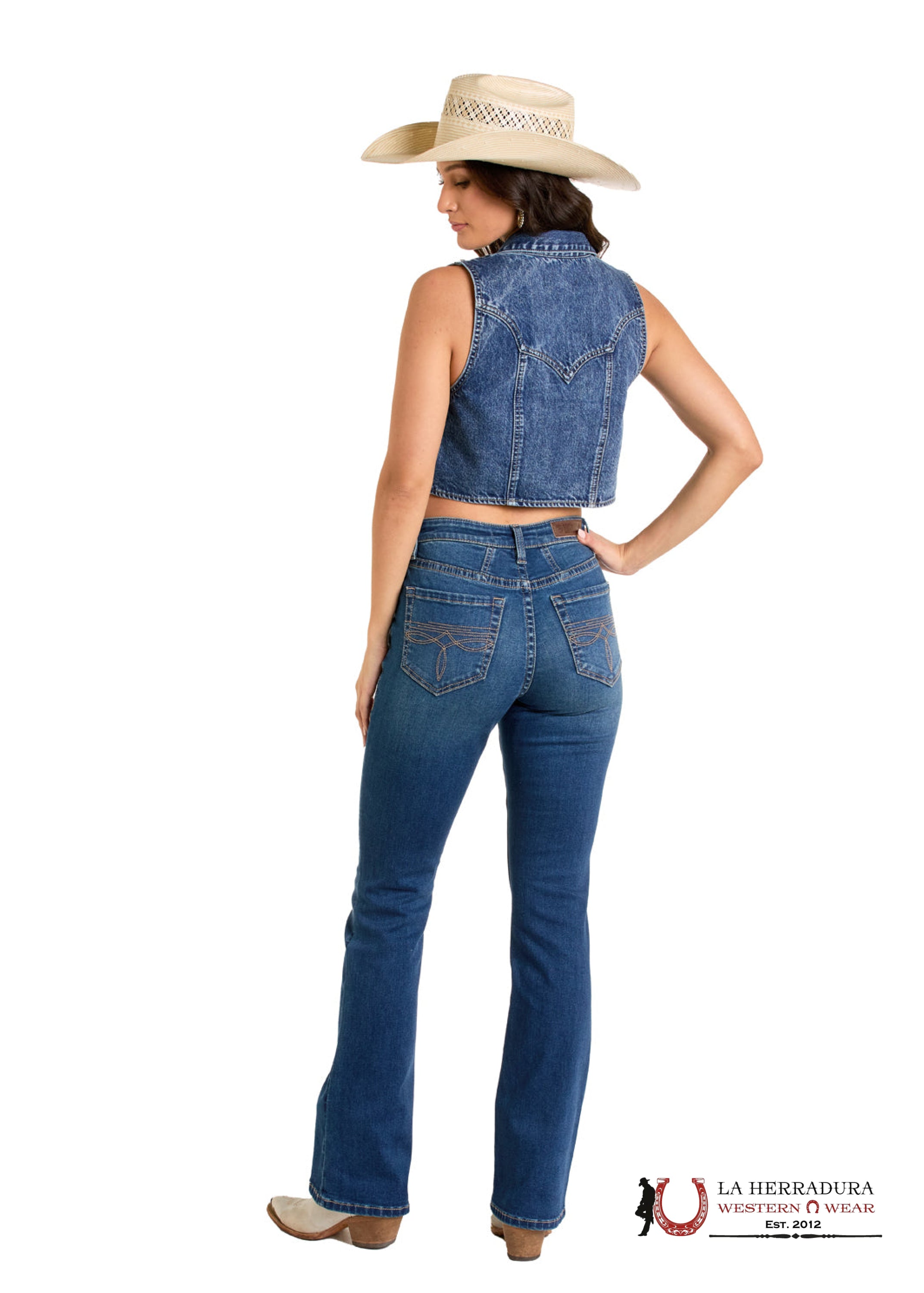 ROCK & ROLL MEDIUM WASH DENIM FRINGE VEST- BW98D06414 ROPA MUJERES