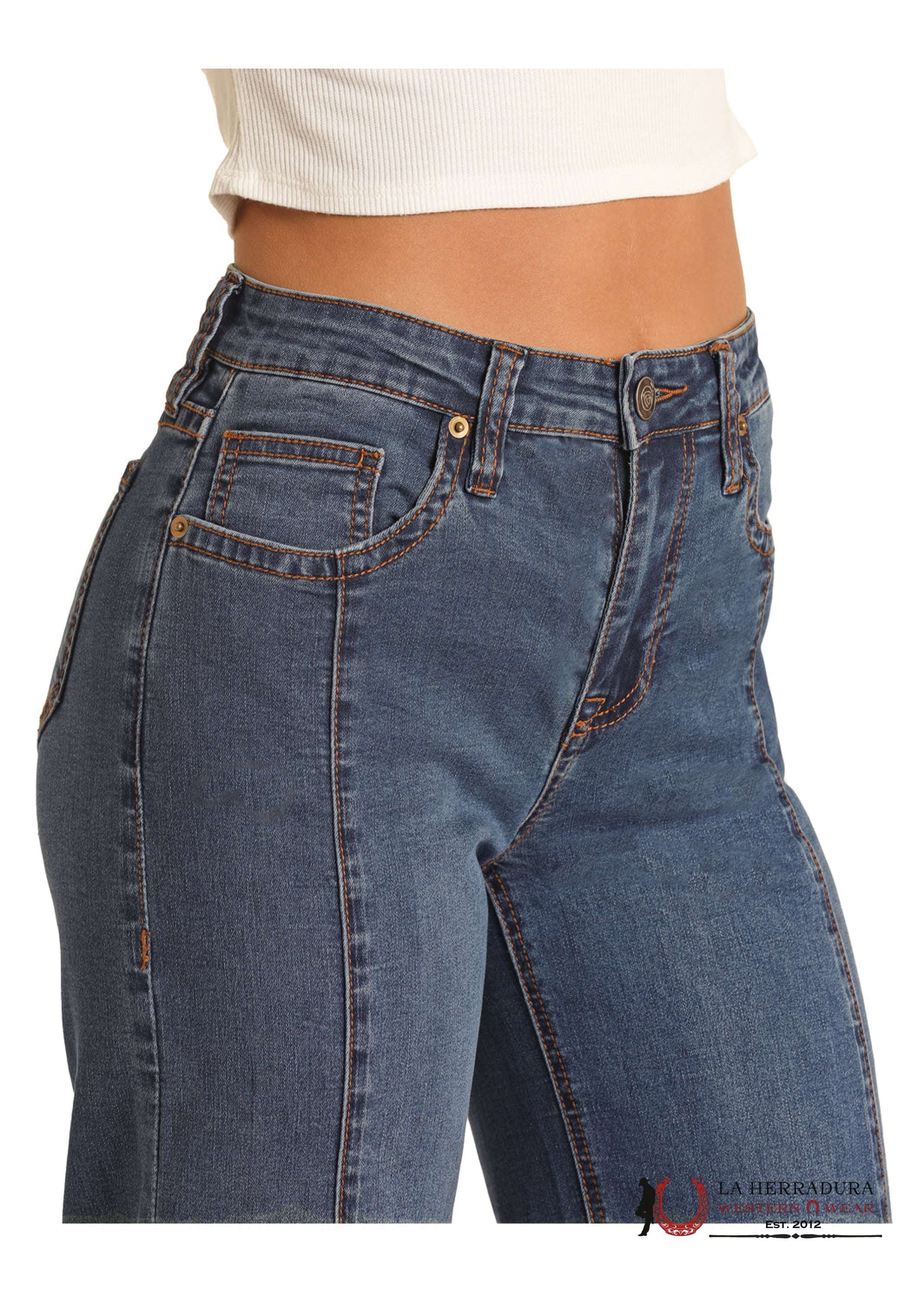 ROCK&ROLL MEDIUM WASH FRONT SEAM PALAZZO FLARE RRWD8HR0SA ROCK&ROLL JEANS WOMEN