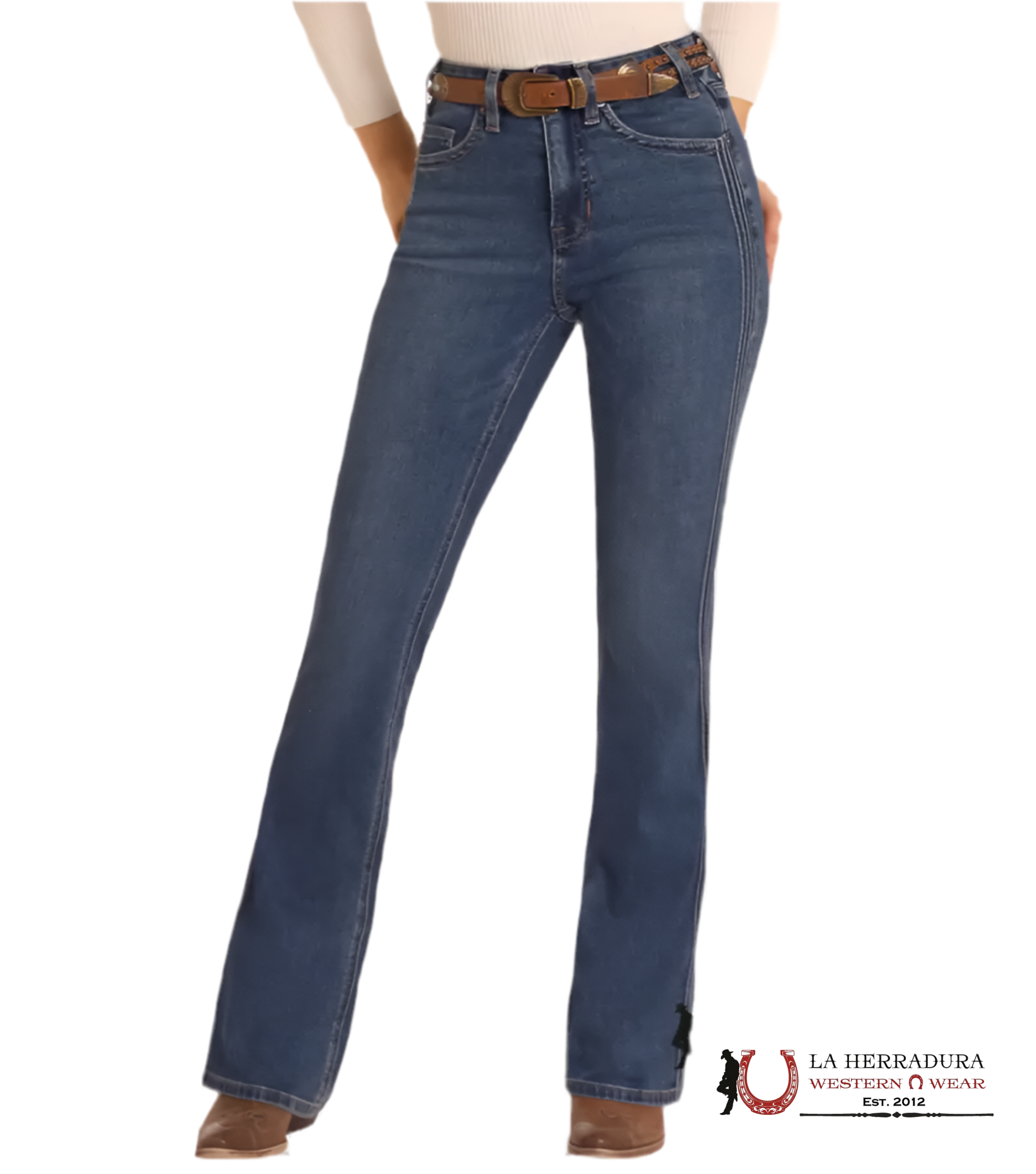 Rock&Roll Medium Wash Hr Boot W Side Seam Jeans Women