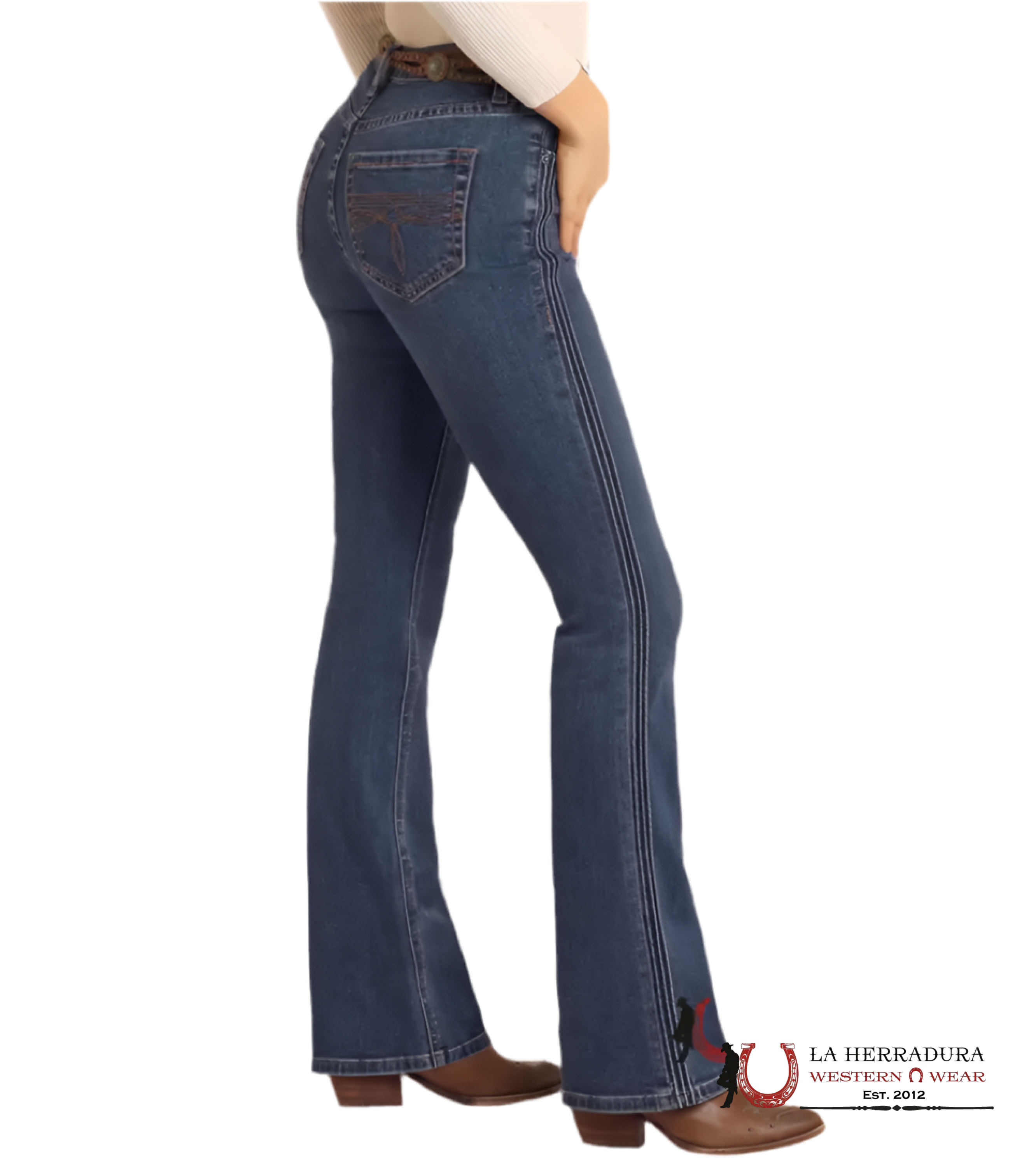 Rock&Roll Medium Wash Hr Boot W Side Seam Jeans Women