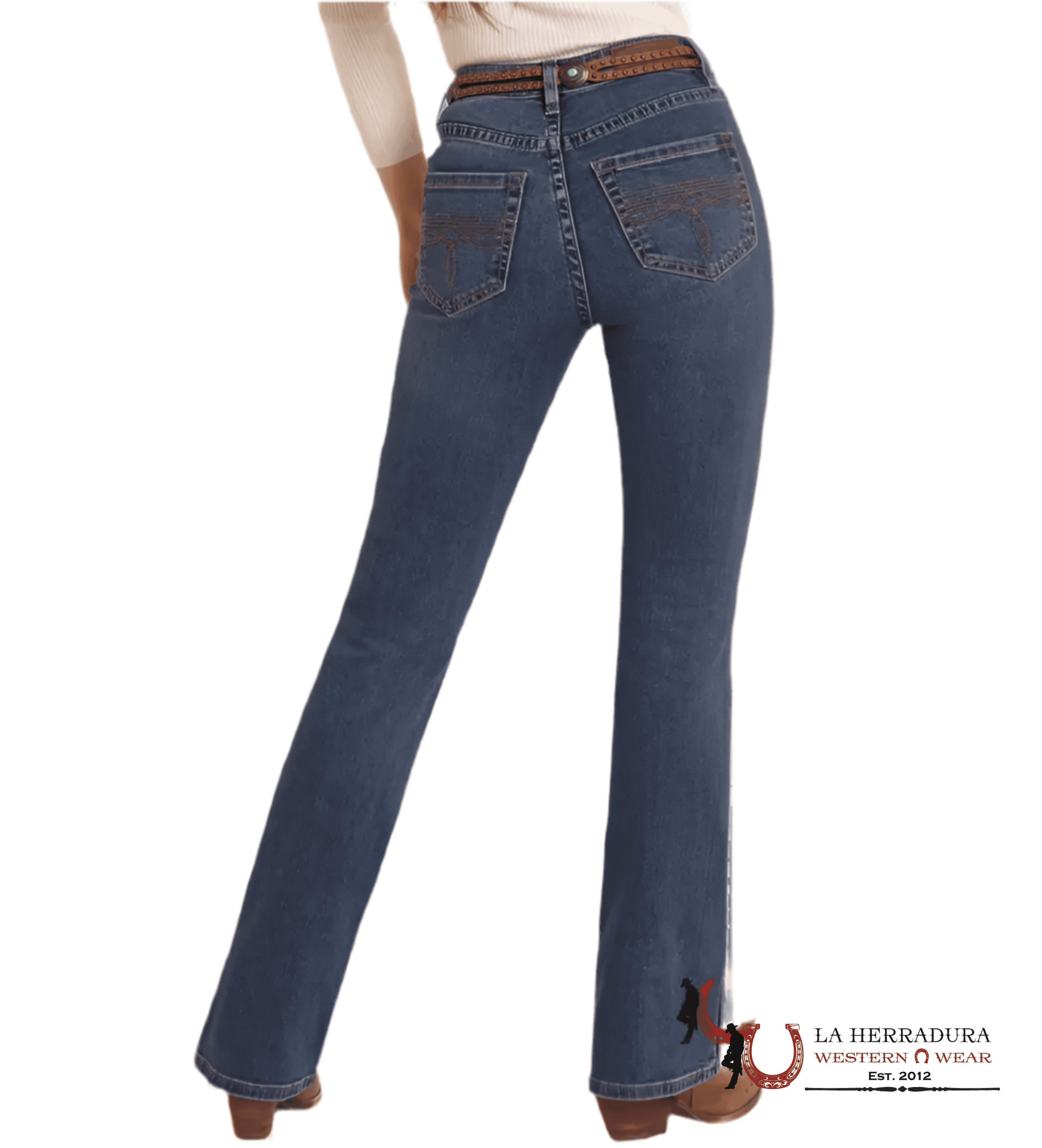 Rock&Roll Medium Wash Hr Boot W Side Seam Jeans Women