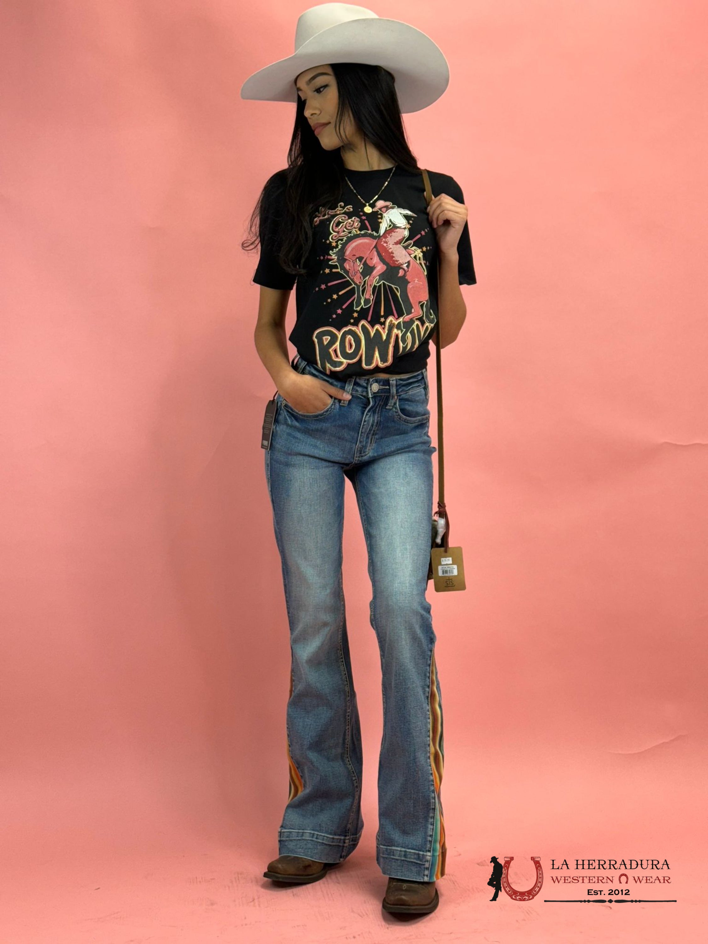 Rock&Roll Medium Wash Raised Denim High Rise Trouser Jeans Women