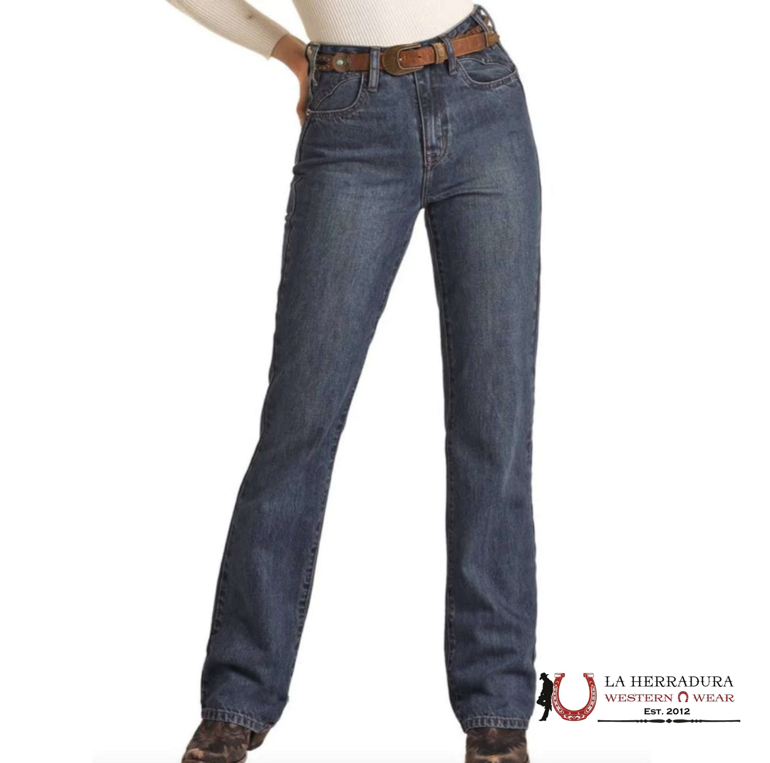 ROCK&ROLL MEDIUM WASH ROCKET DETAIL HIGH RISE BOOT BW4HD02974 ROCK&ROLL JEANS WOMEN