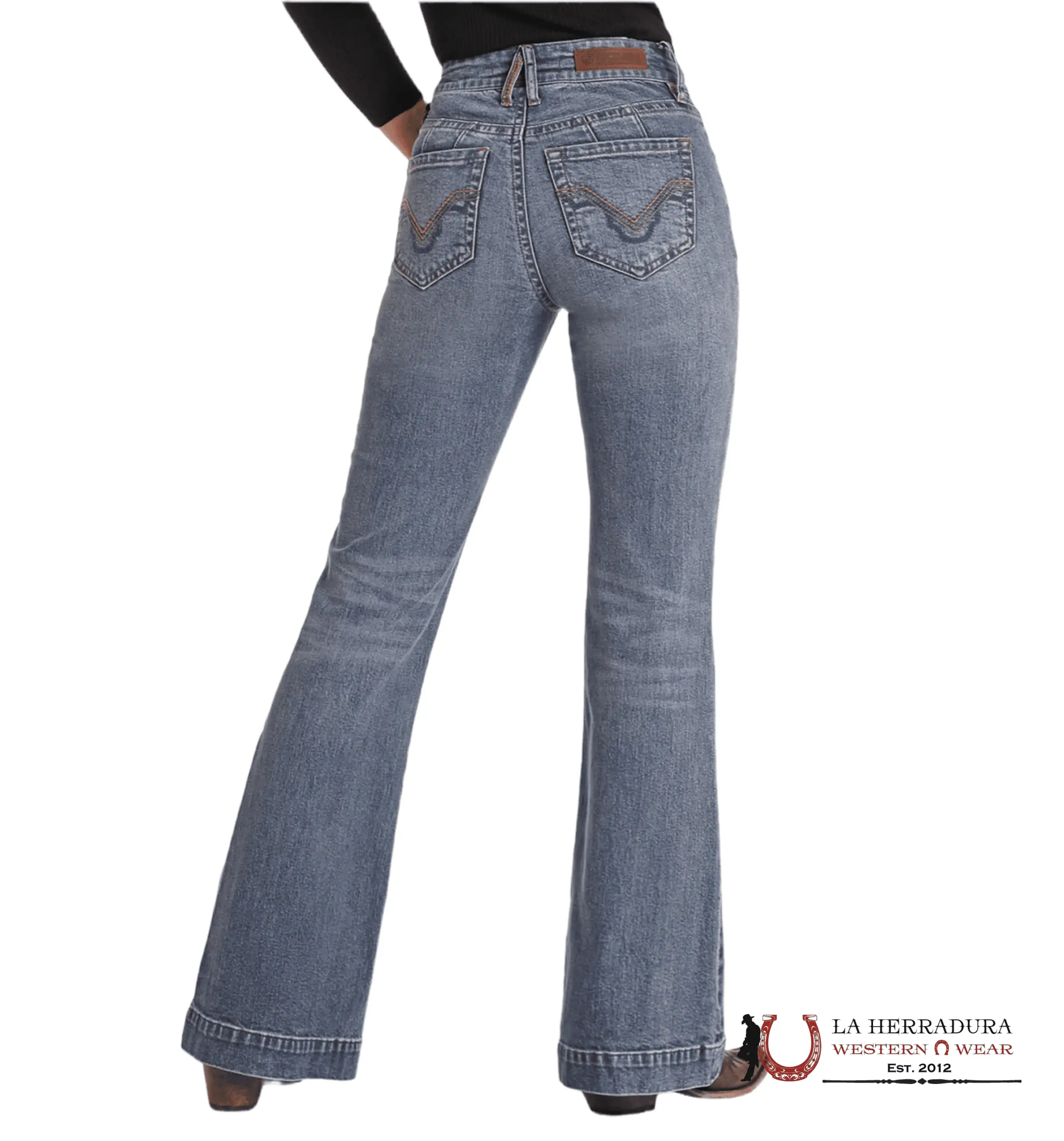 Rock&Roll Medium Wash Signature Emb Trouser Jeans Women