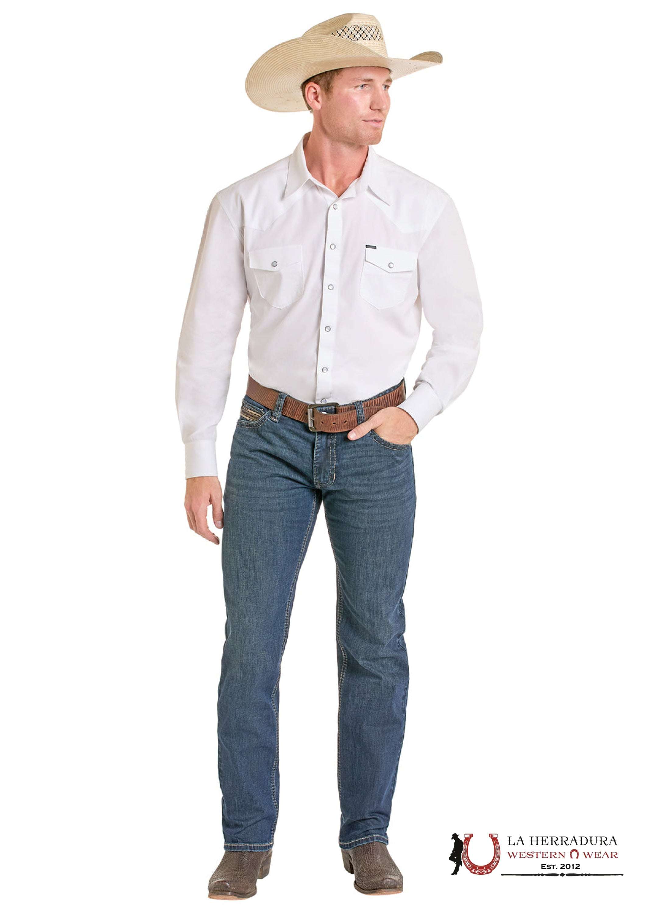 ROCK&ROLL MEN JEANS DARK VINTAGE STRAIGHT EMB REVOLVER BM1RD06704 ROPA HOMBRES