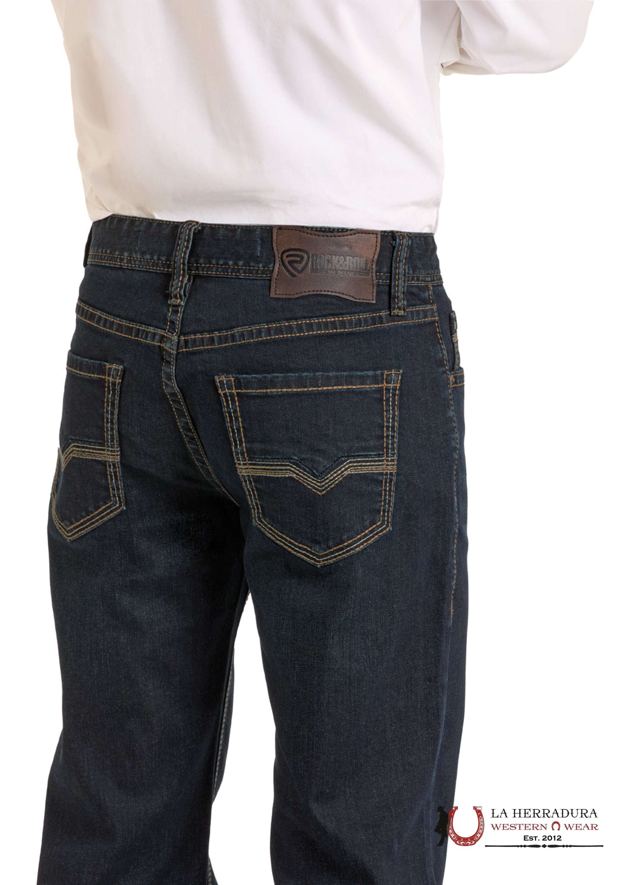 ROCK&ROLL MEN JEANS DARK WASH FLAT SEAM DB STRAIGHT BM0SD06686 ROPA HOMBRES