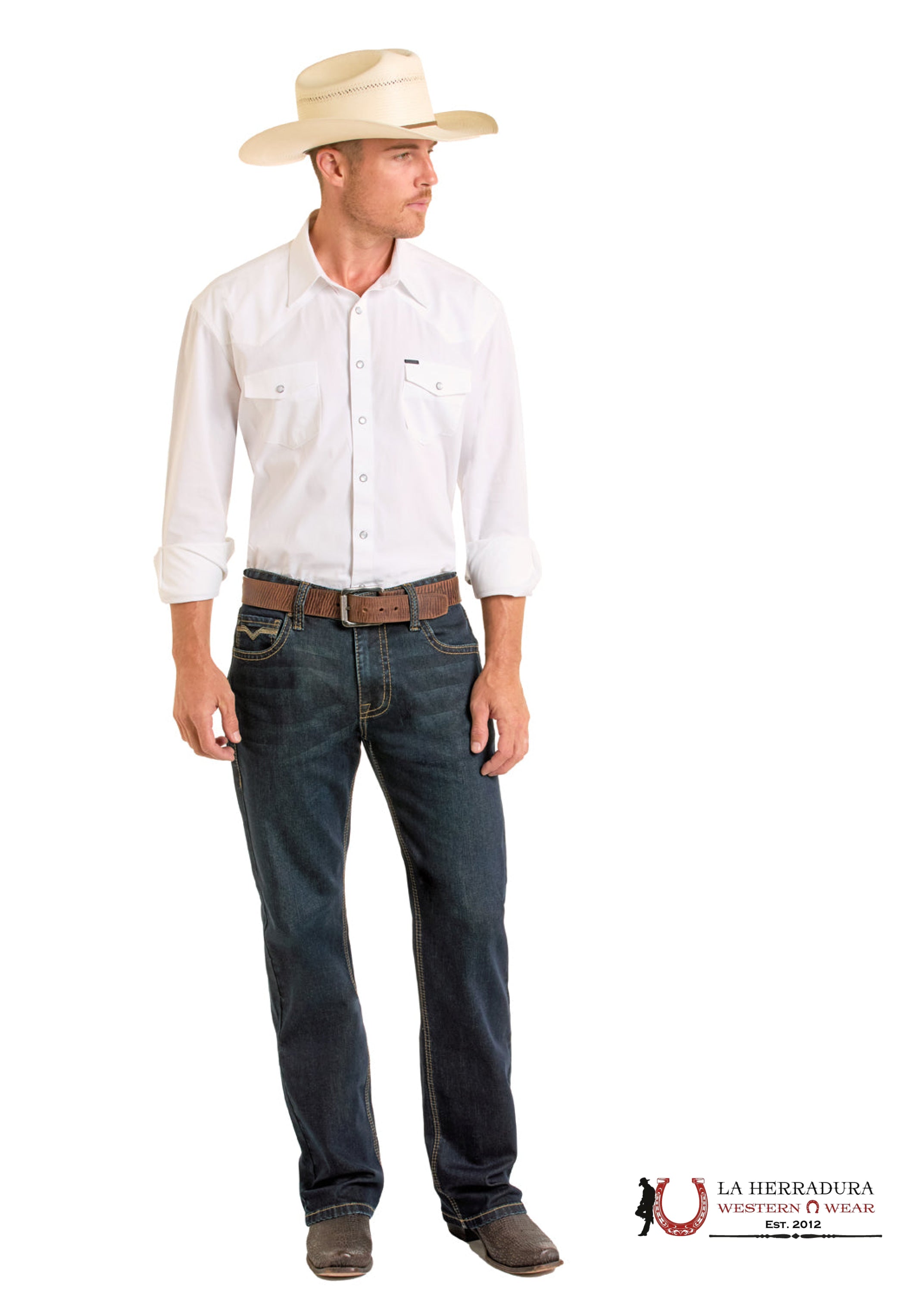 ROCK&ROLL MEN JEANS DARK WASH FLAT SEAM DB STRAIGHT BM0SD06686 ROPA HOMBRES