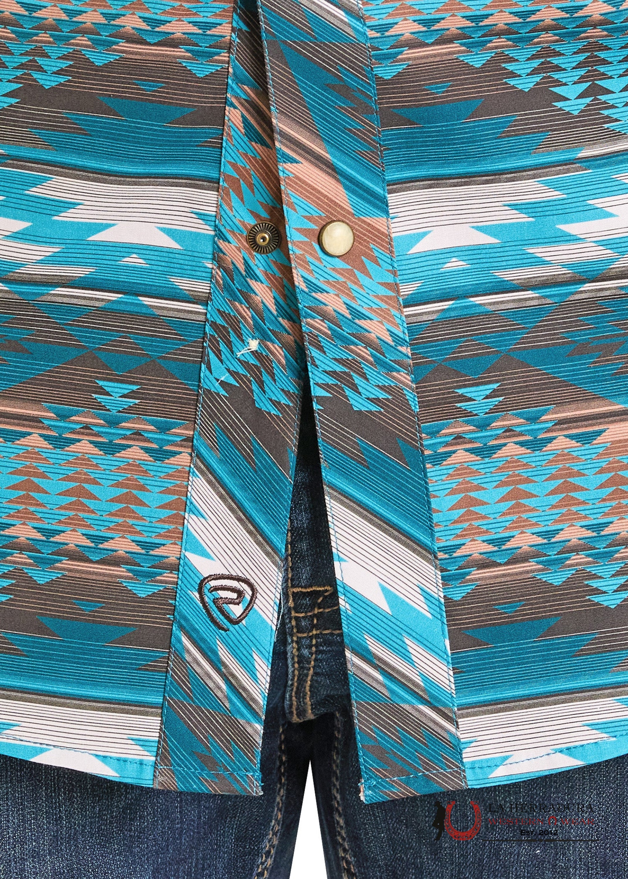 ROCK&ROLL MEN TURQUOISE RR AZTEC PRINT SS SHIRT SHORT SNAP BMN3S07152 ROPA HOMBRES